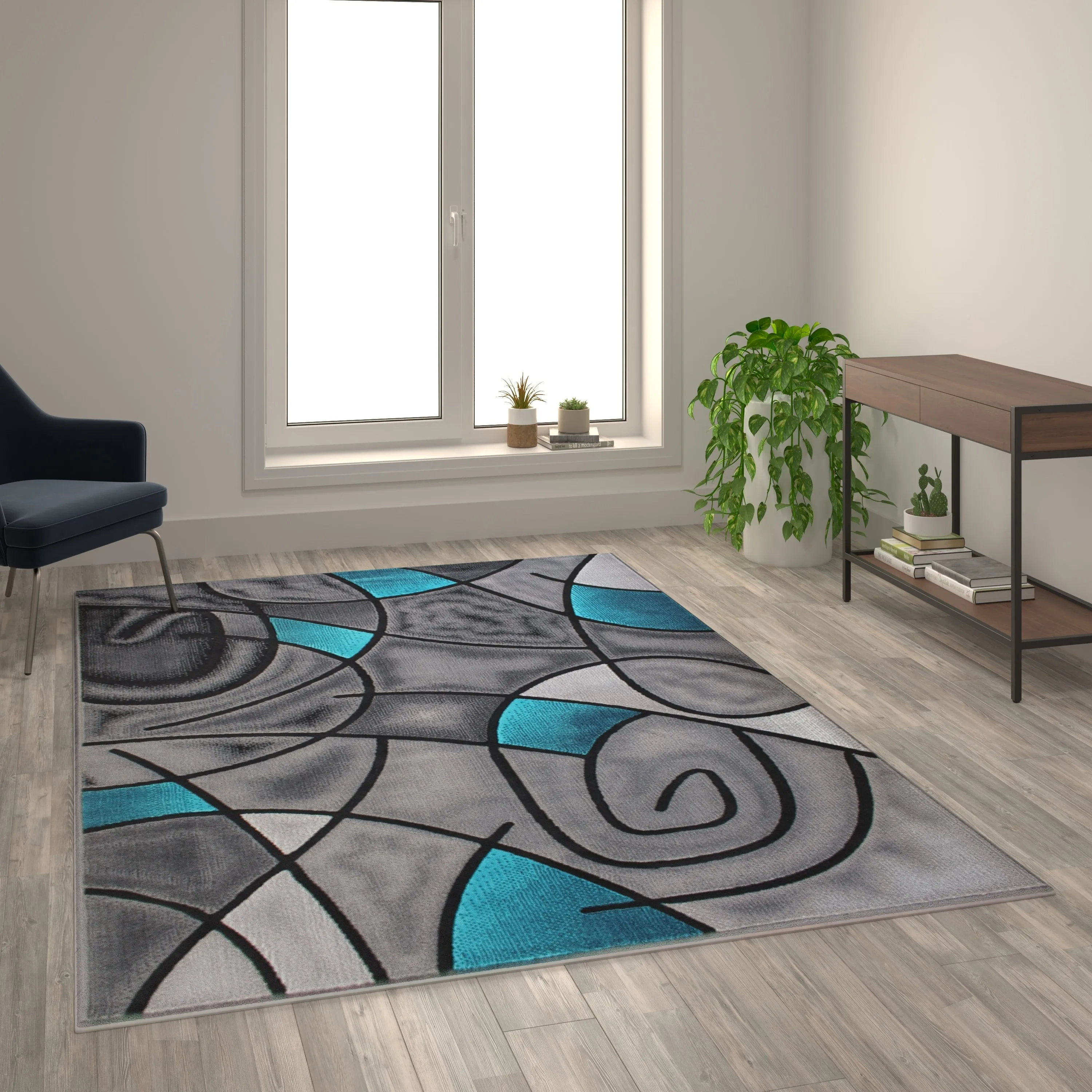 Modern Olefin Accent Area Rug - Abstract Pattern