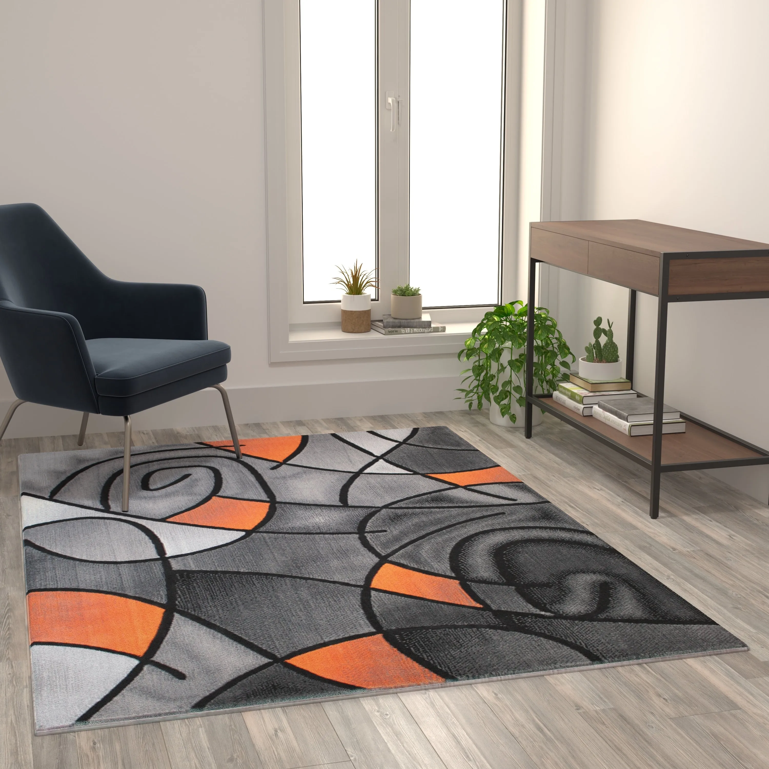 Modern Olefin Accent Area Rug - Abstract Pattern