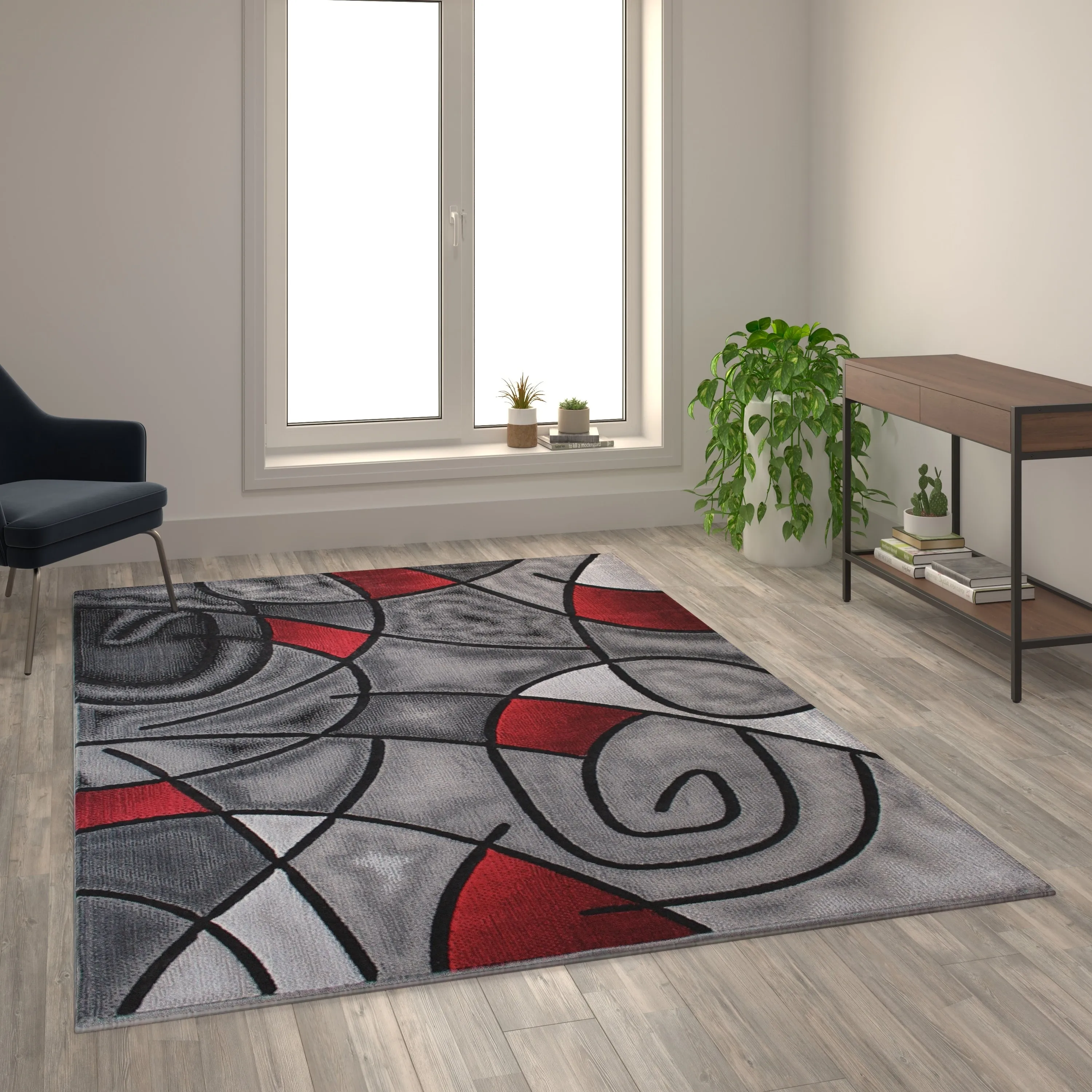 Modern Olefin Accent Area Rug - Abstract Pattern
