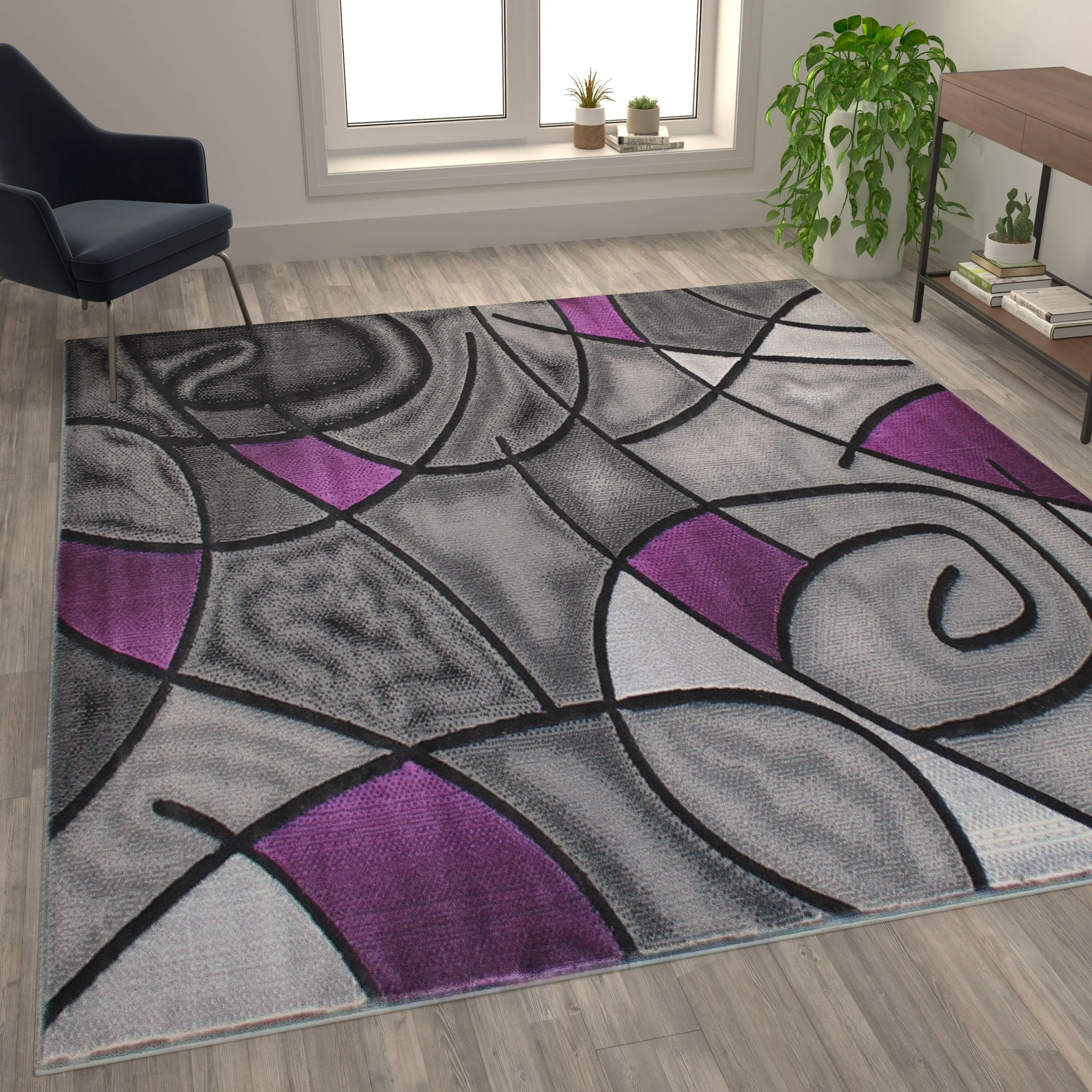Modern Olefin Accent Area Rug - Abstract Pattern
