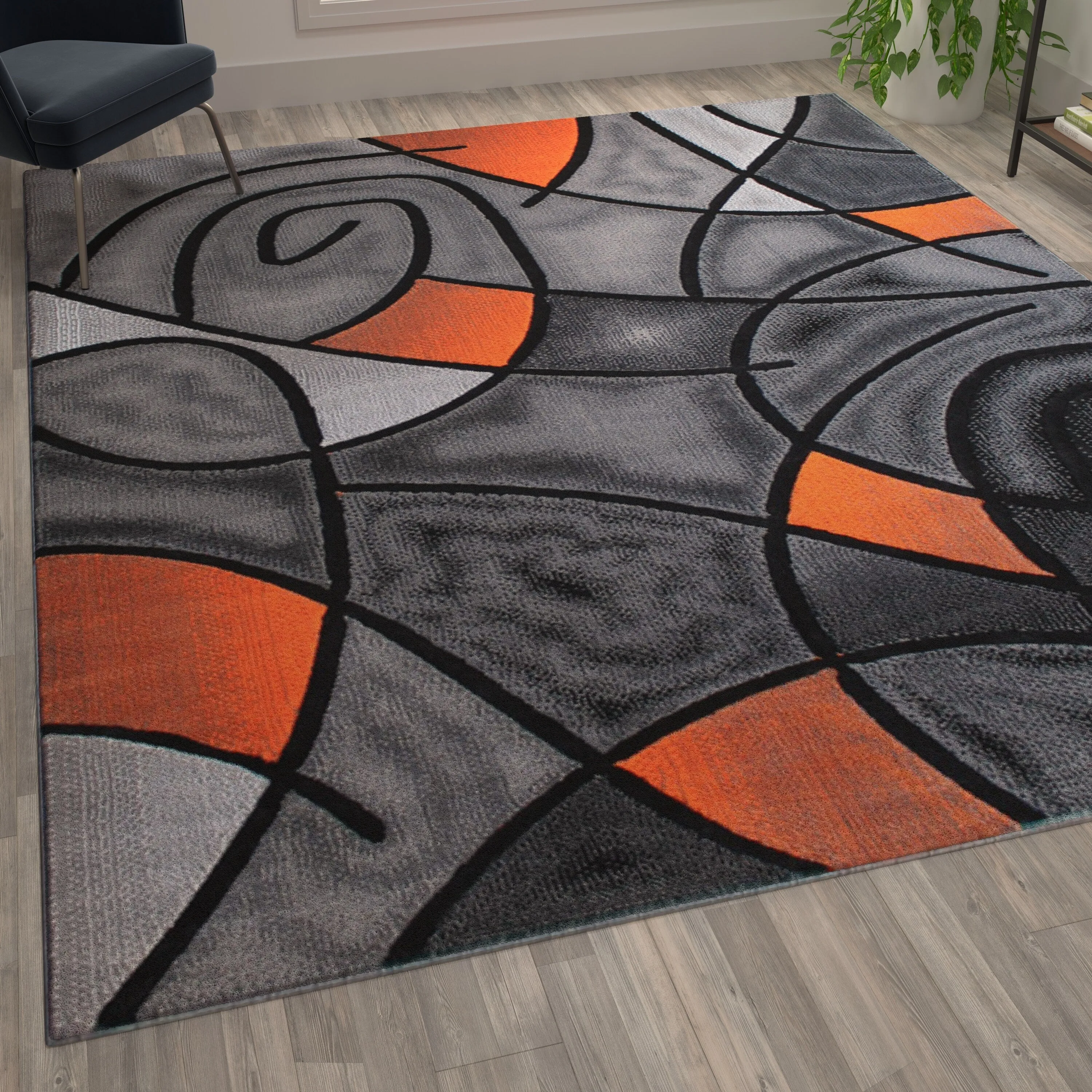 Modern Olefin Accent Area Rug - Abstract Pattern