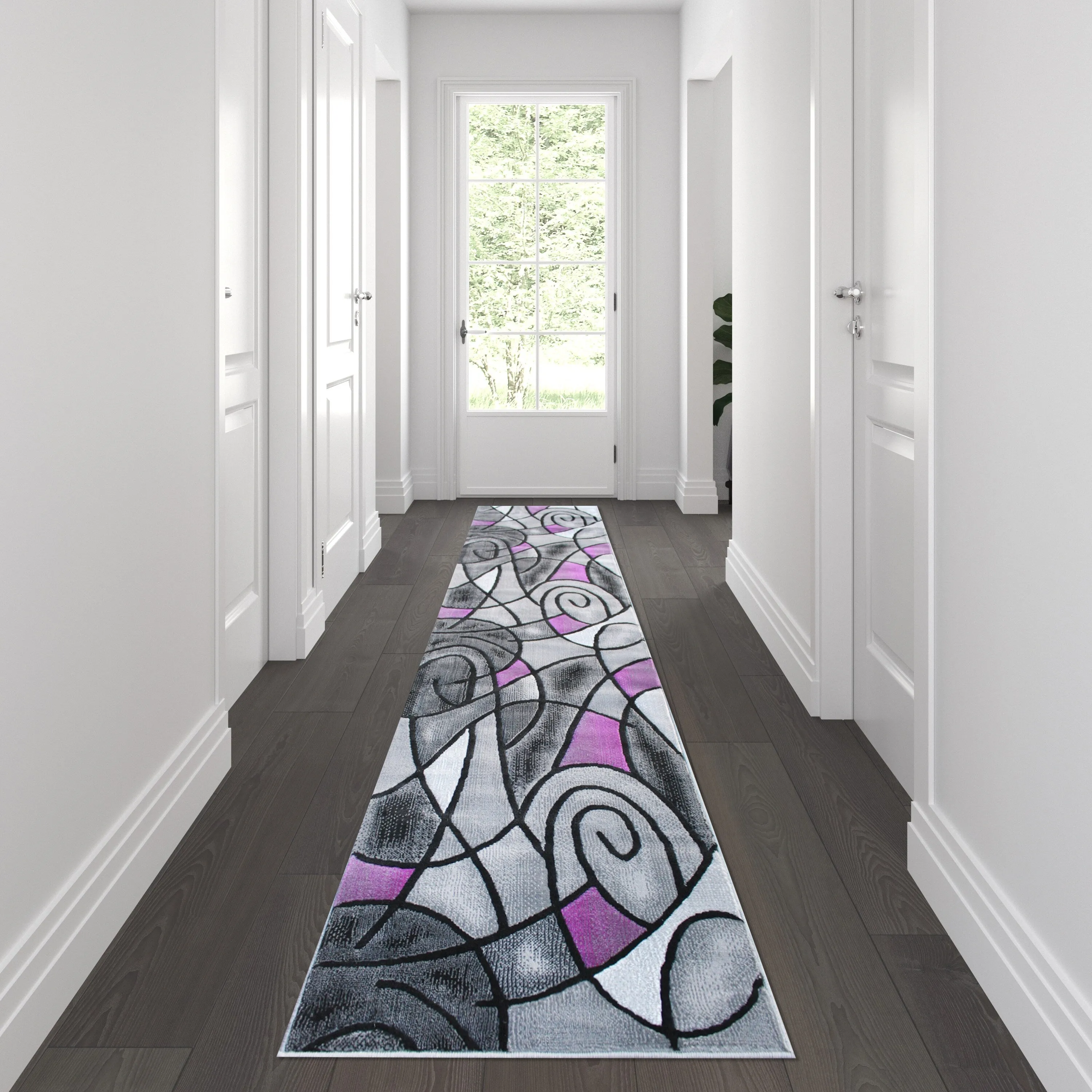 Modern Olefin Accent Area Rug - Abstract Pattern