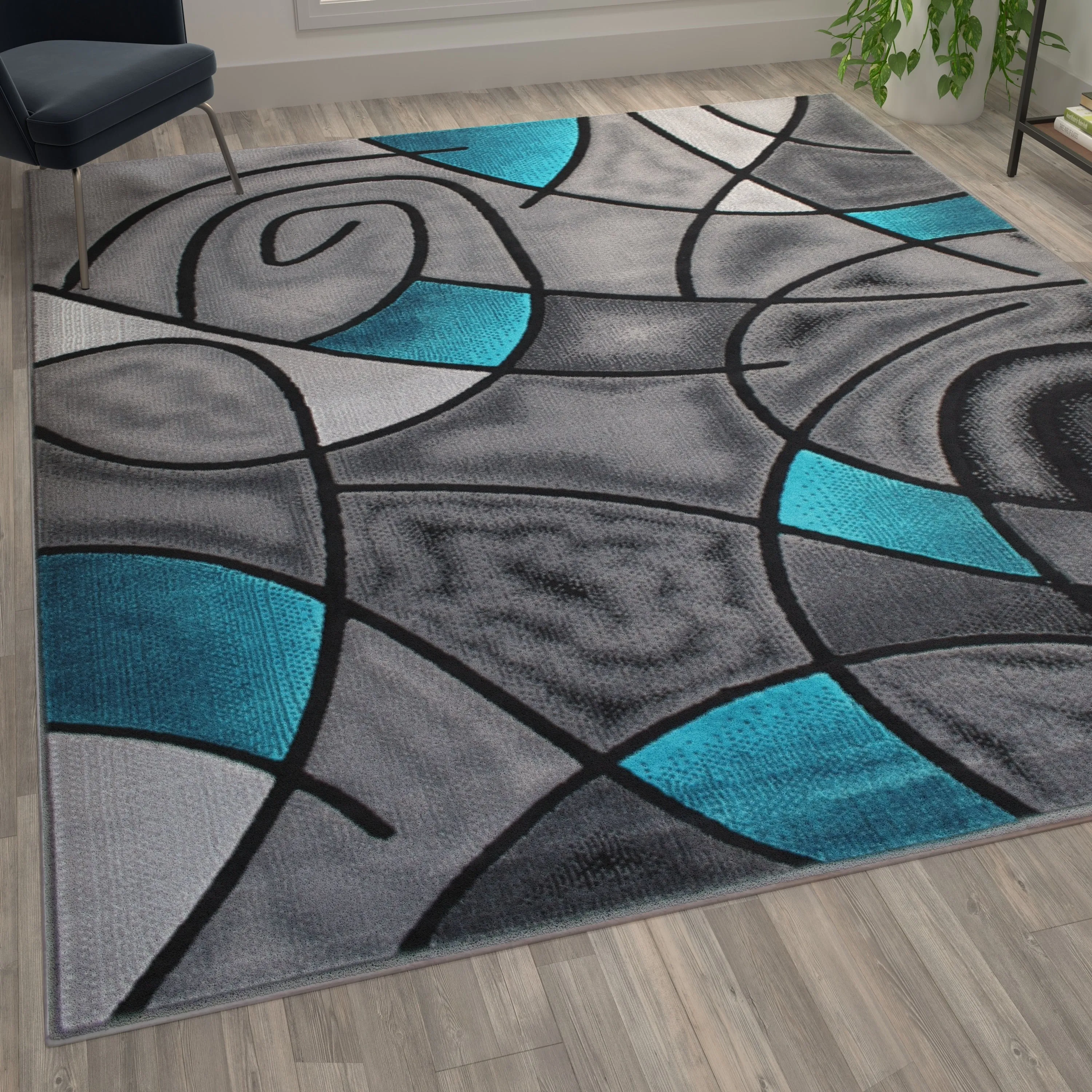 Modern Olefin Accent Area Rug - Abstract Pattern