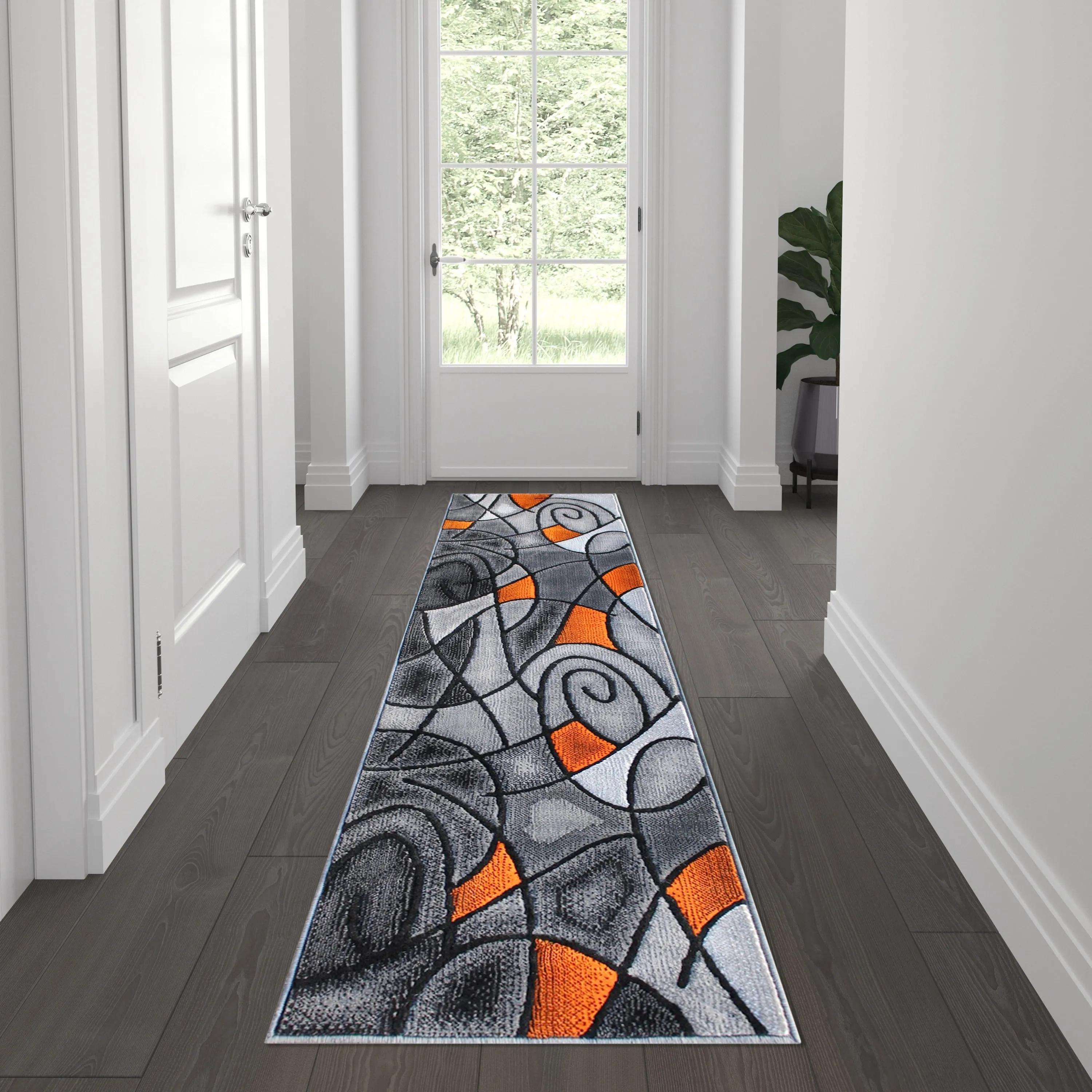Modern Olefin Accent Area Rug - Abstract Pattern