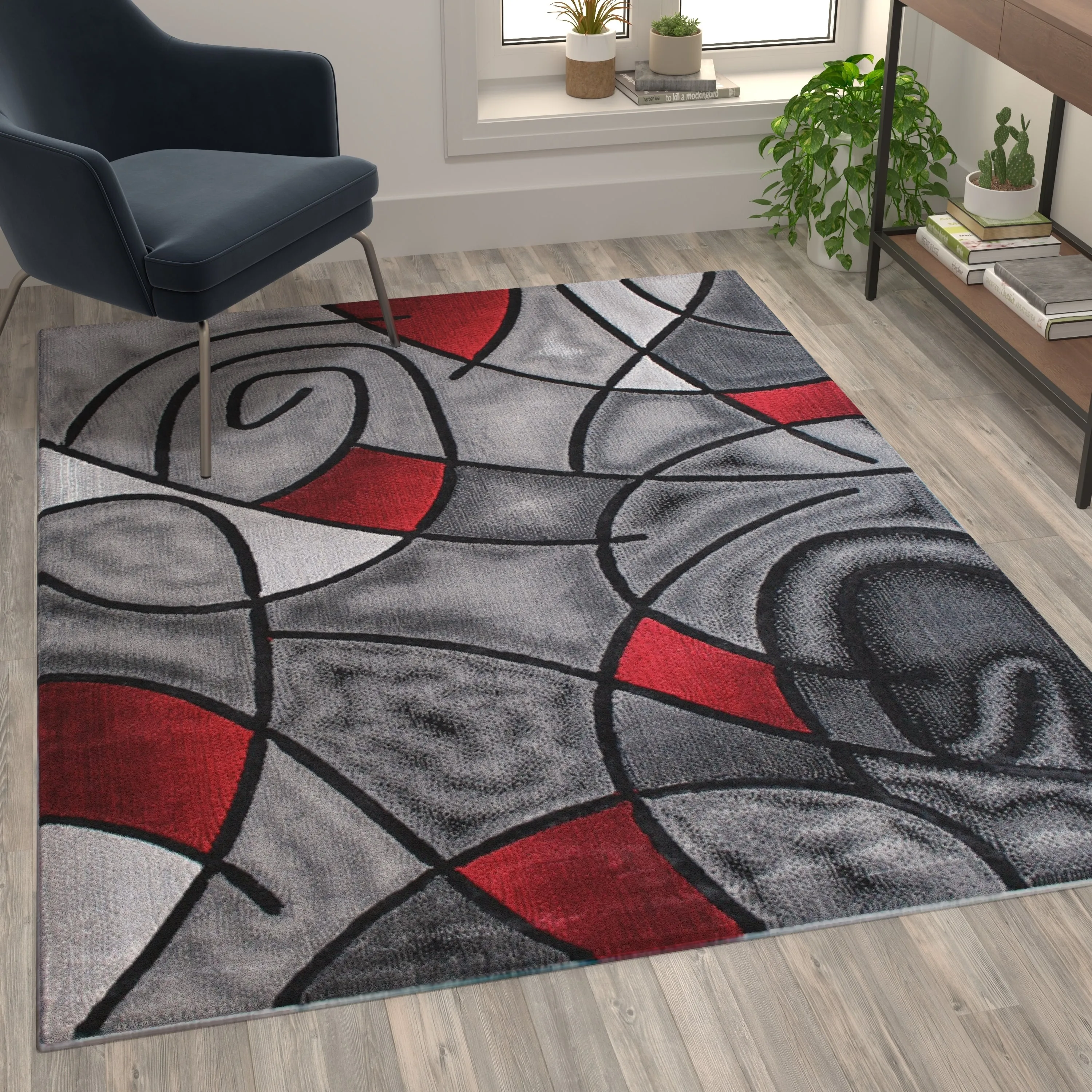 Modern Olefin Accent Area Rug - Abstract Pattern