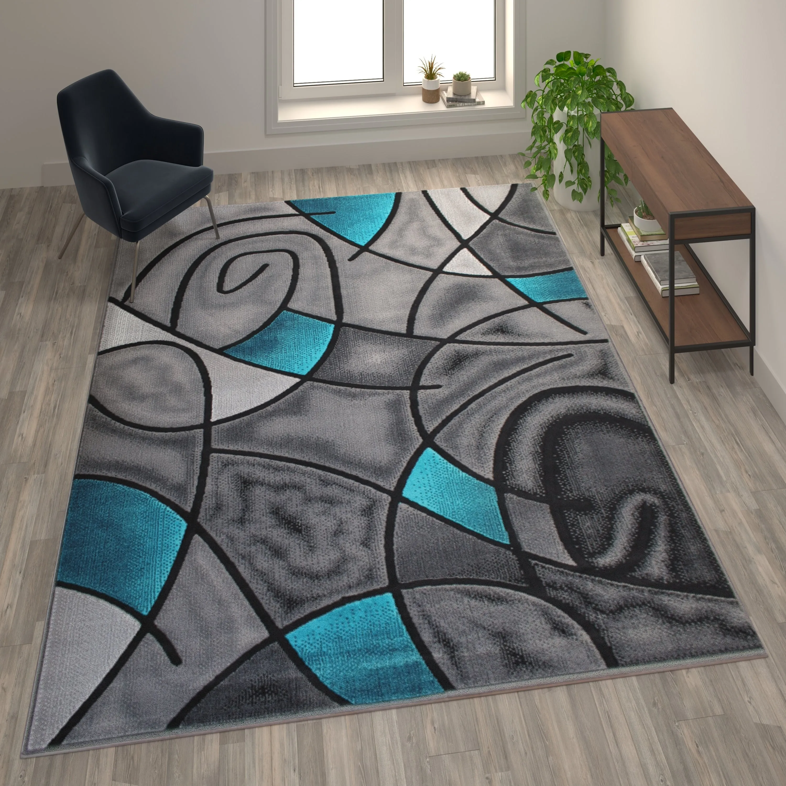 Modern Olefin Accent Area Rug - Abstract Pattern