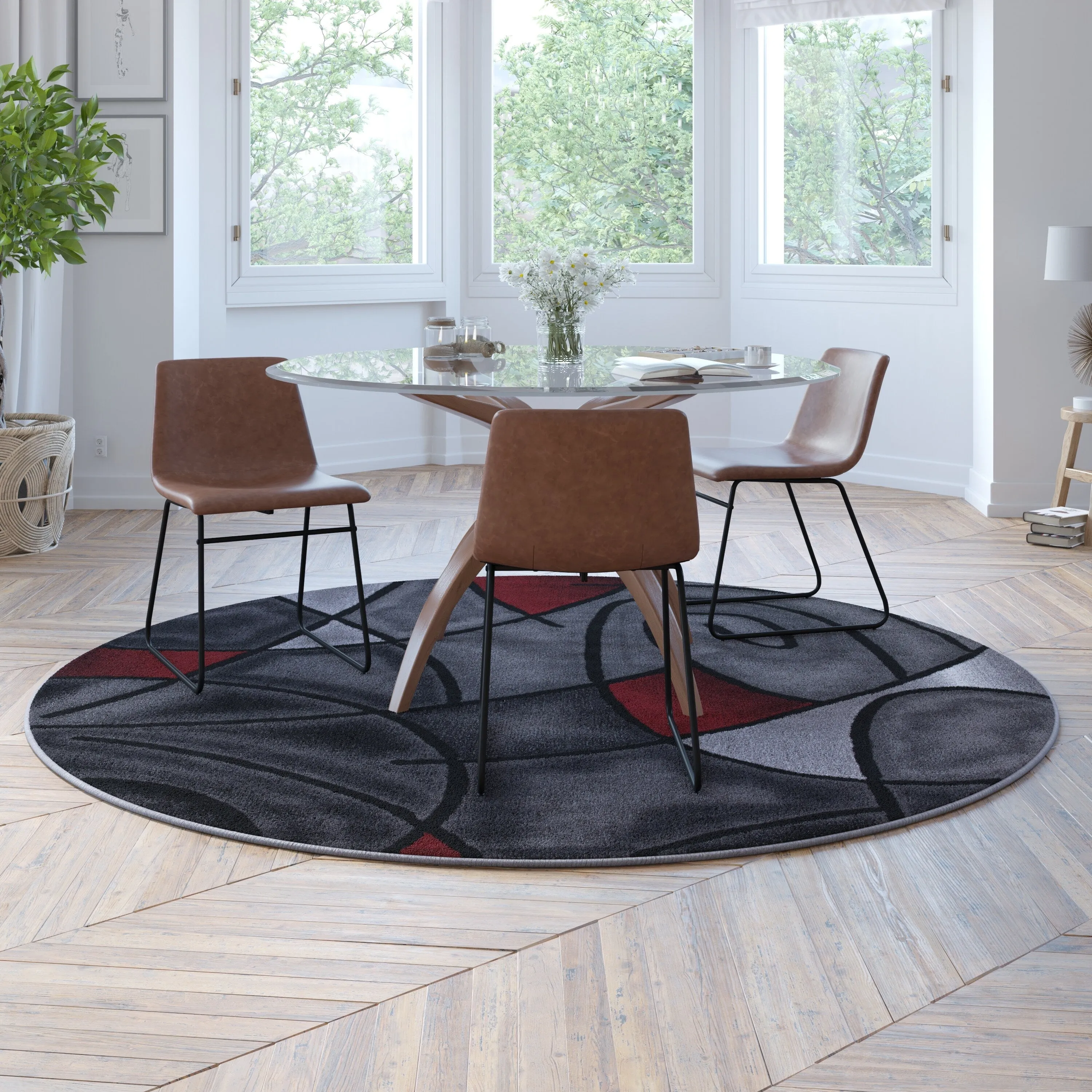Modern Olefin Accent Area Rug - Abstract Pattern