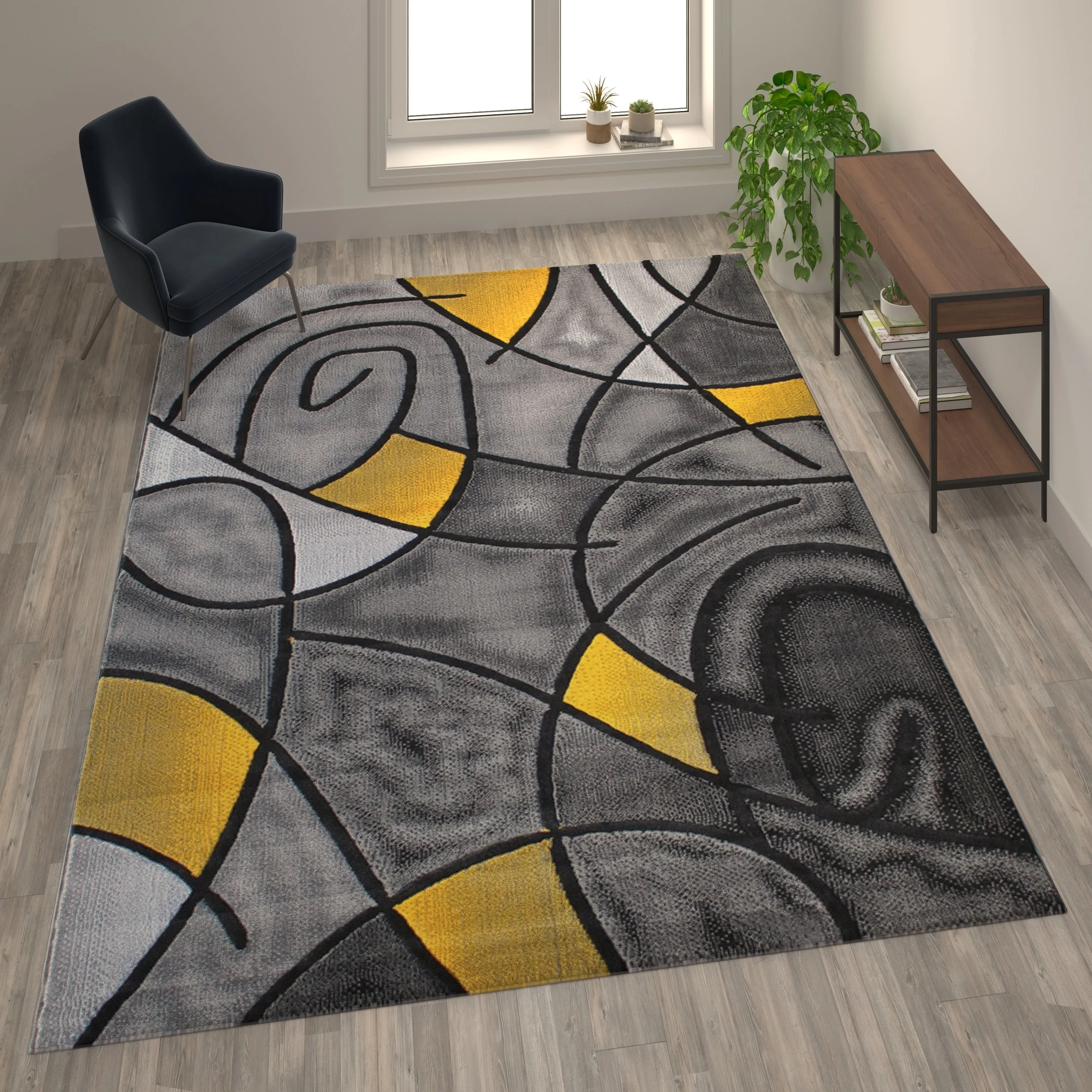Modern Olefin Accent Area Rug - Abstract Pattern
