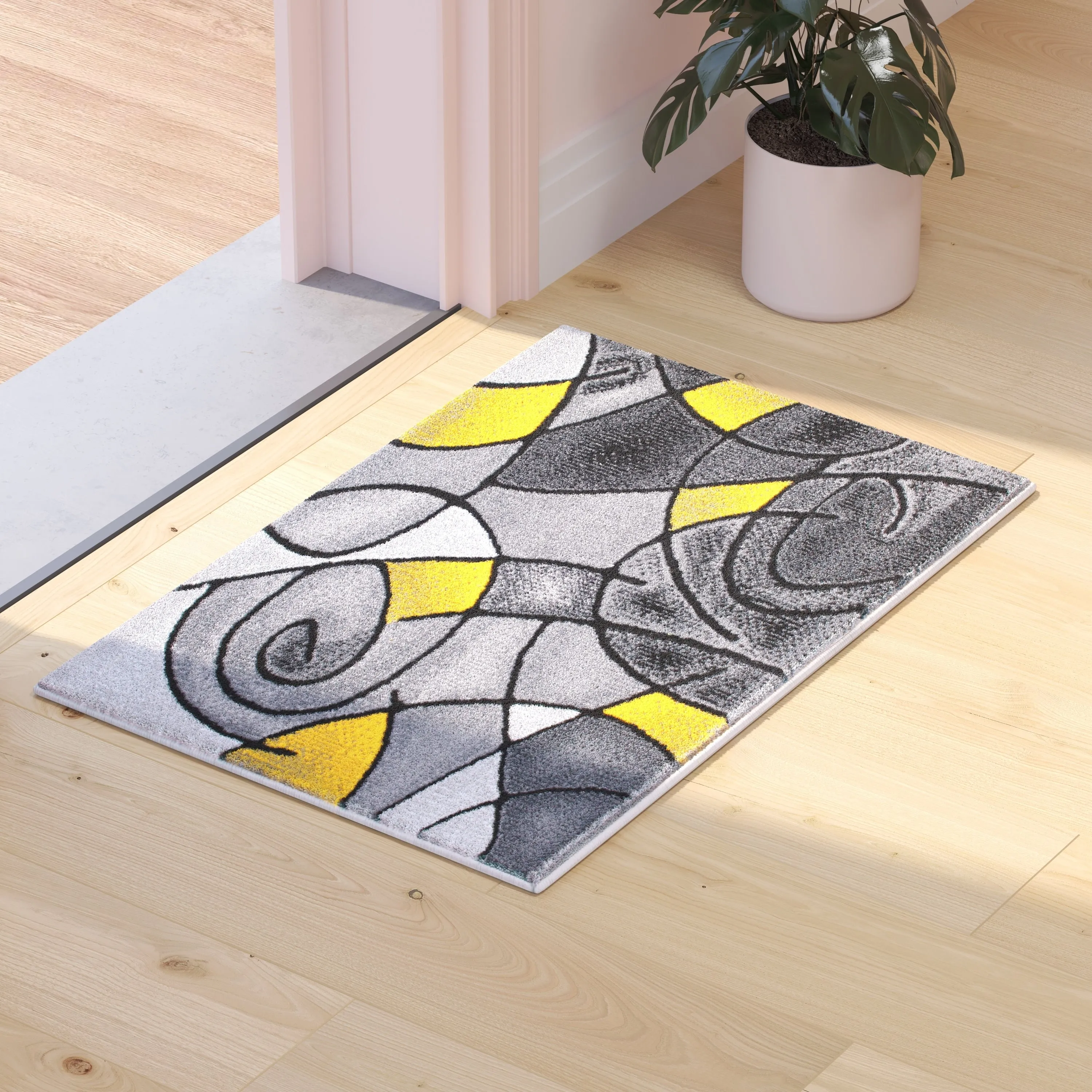 Modern Olefin Accent Area Rug - Abstract Pattern