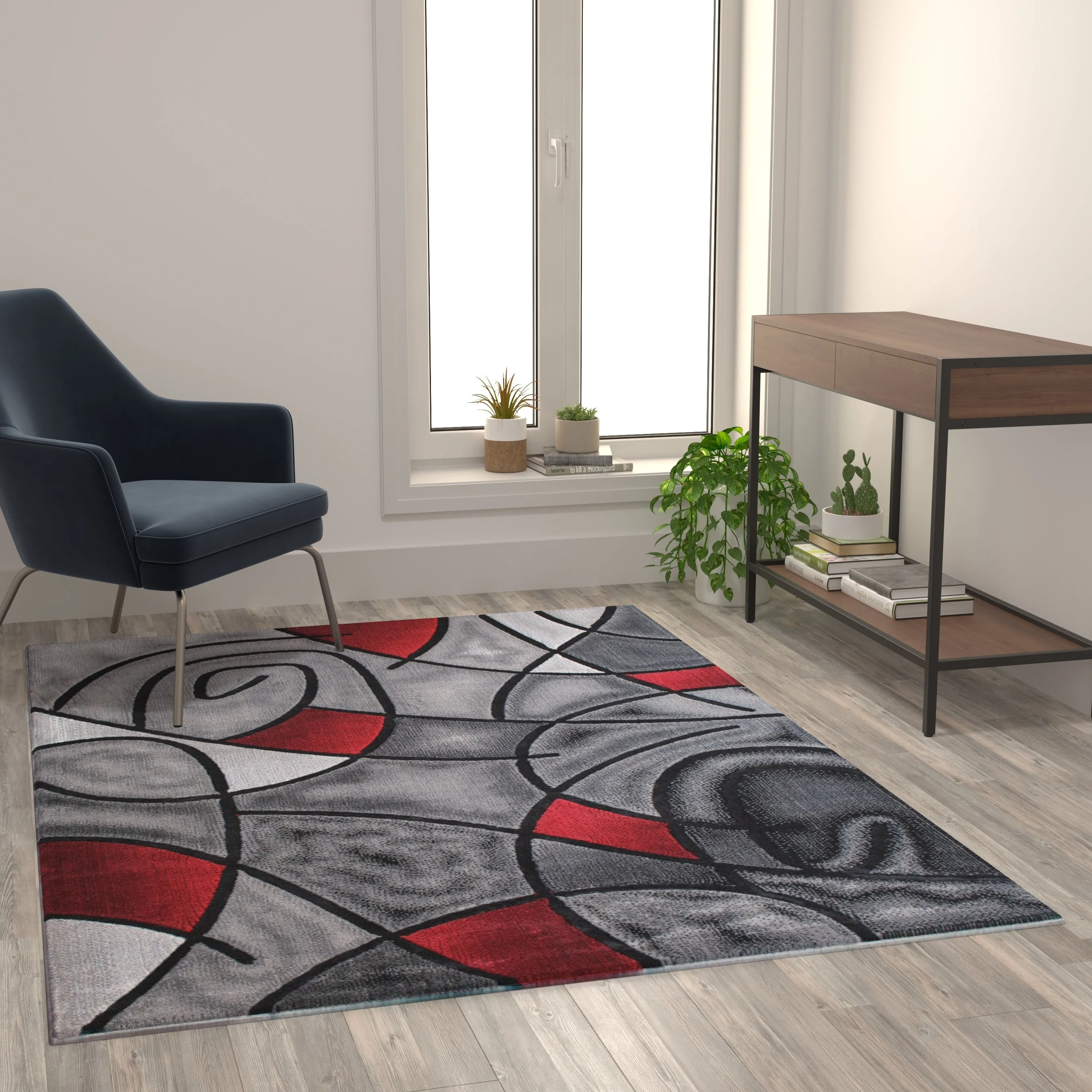 Modern Olefin Accent Area Rug - Abstract Pattern