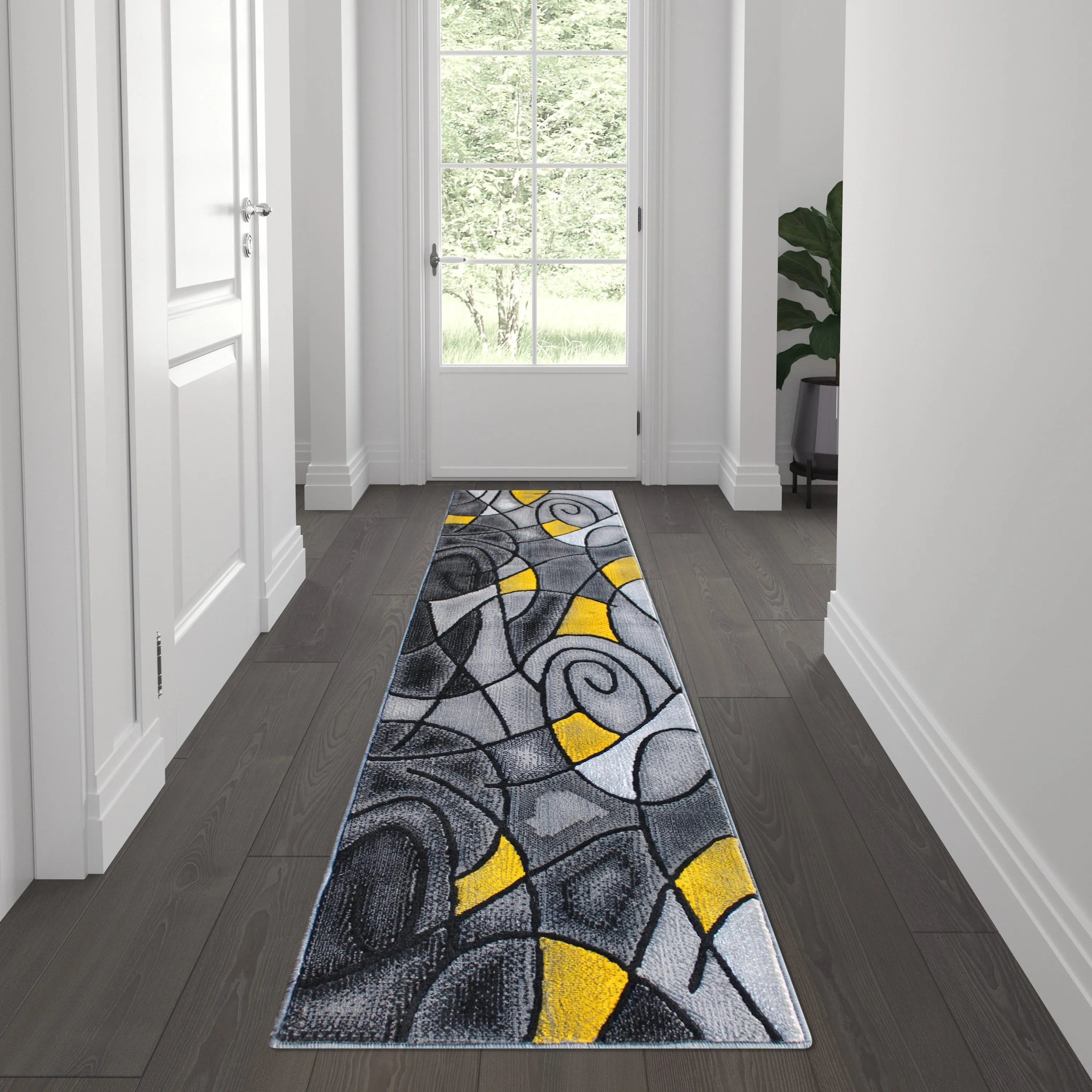 Modern Olefin Accent Area Rug - Abstract Pattern