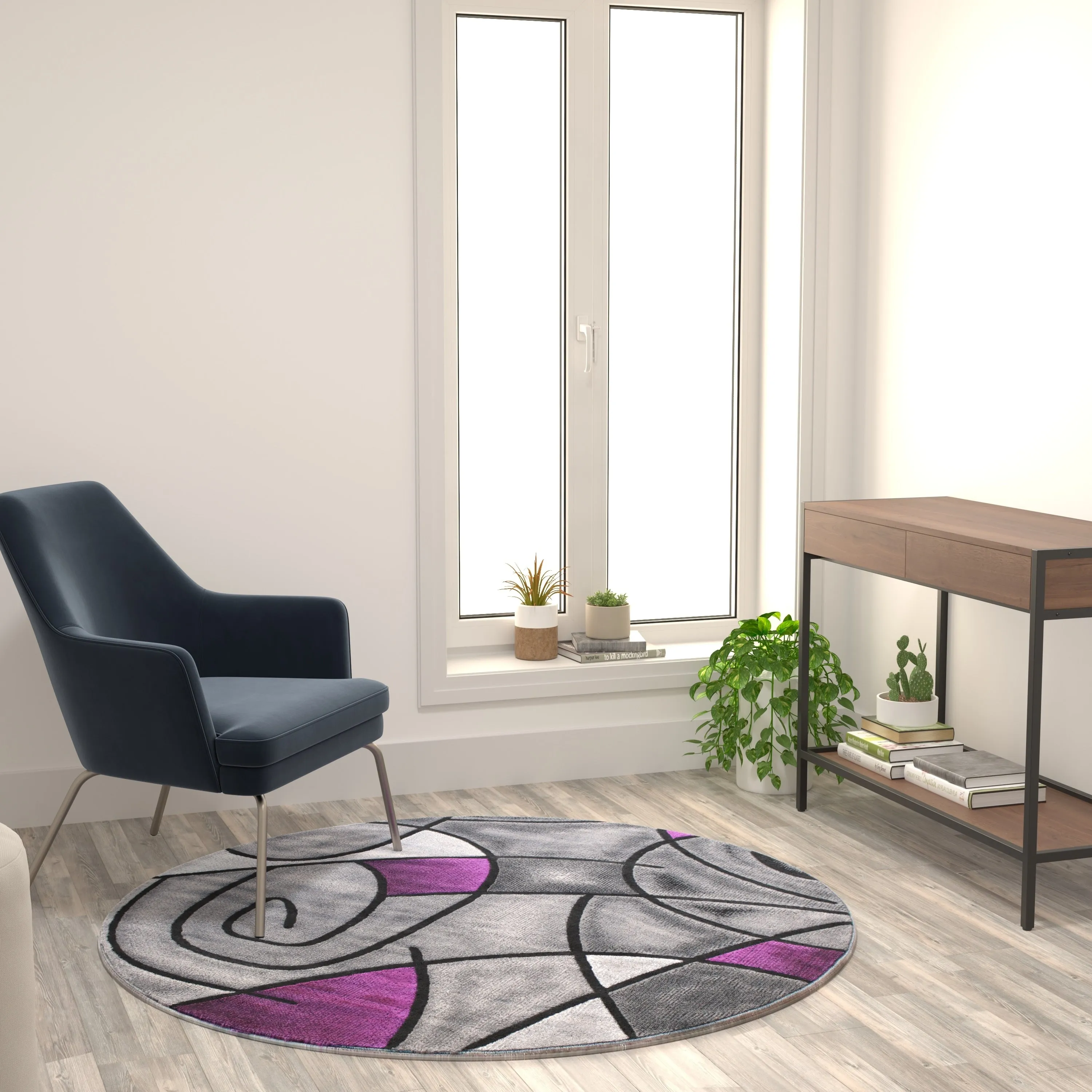 Modern Olefin Accent Area Rug - Abstract Pattern