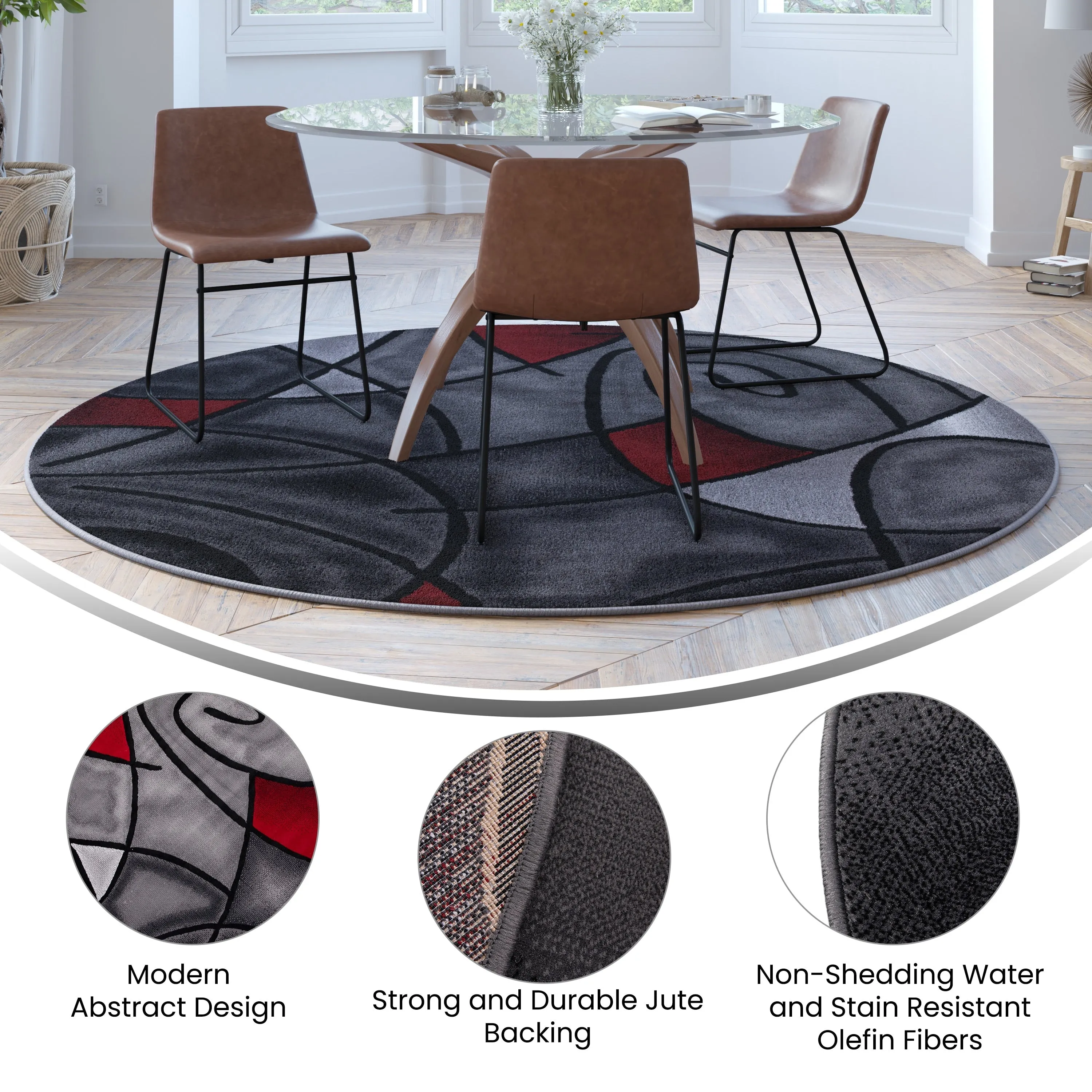 Modern Olefin Accent Area Rug - Abstract Pattern
