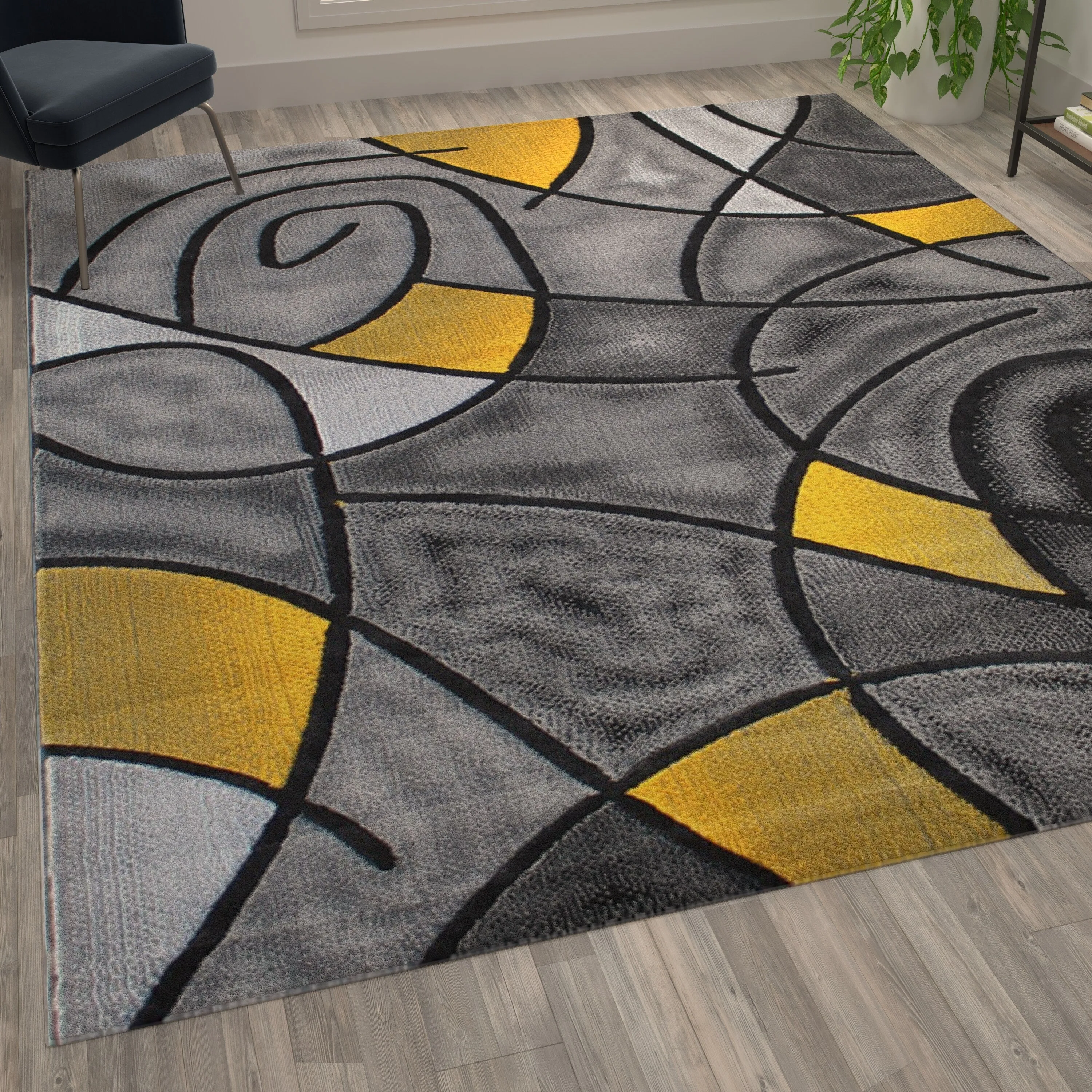 Modern Olefin Accent Area Rug - Abstract Pattern