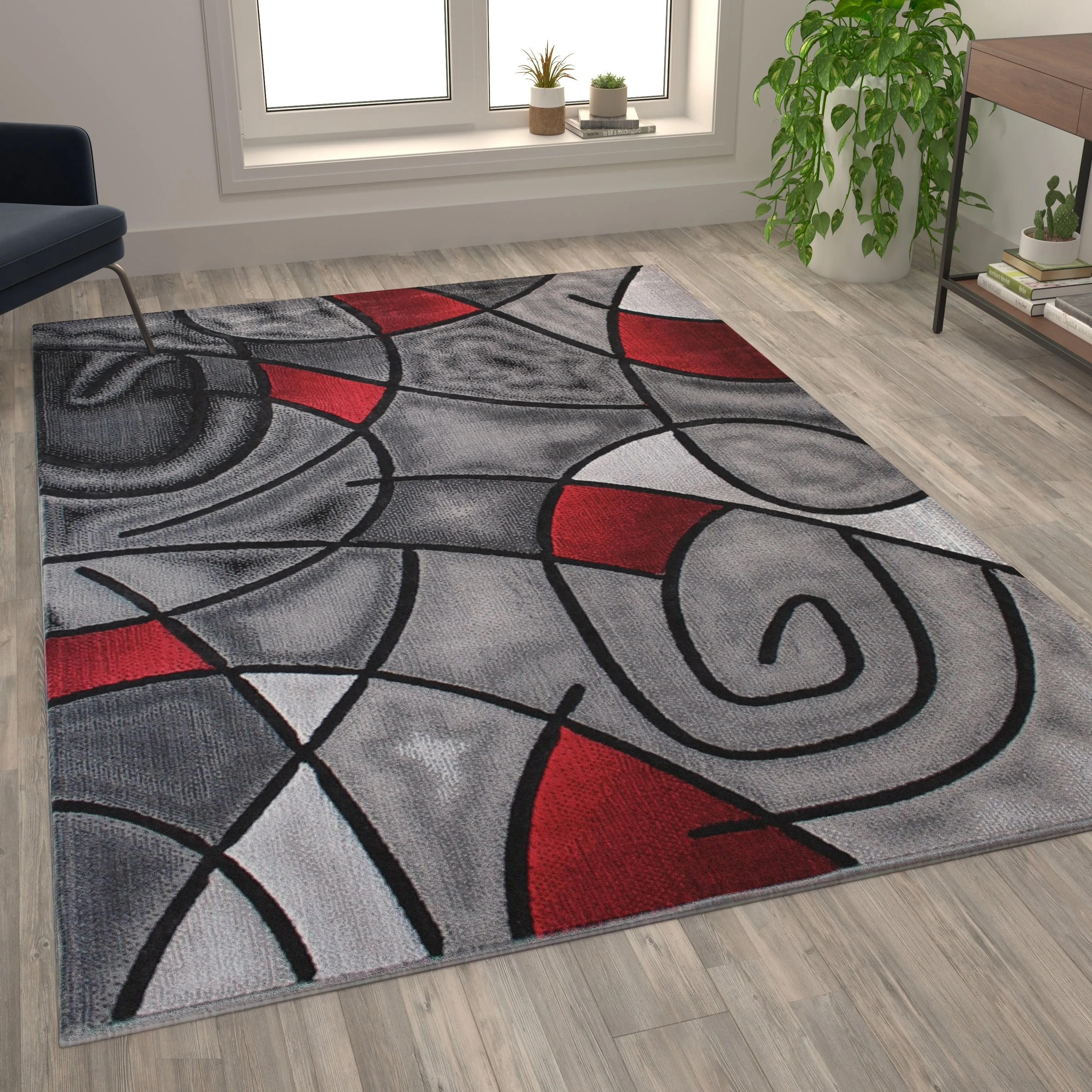 Modern Olefin Accent Area Rug - Abstract Pattern