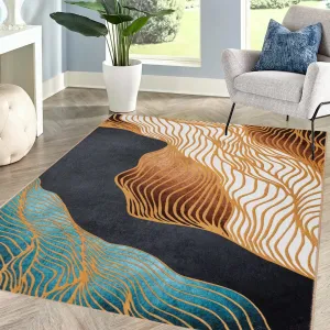 Modern Plant Abstract Area Rugs No-Shedding. Low Pile Foldable Carpet
