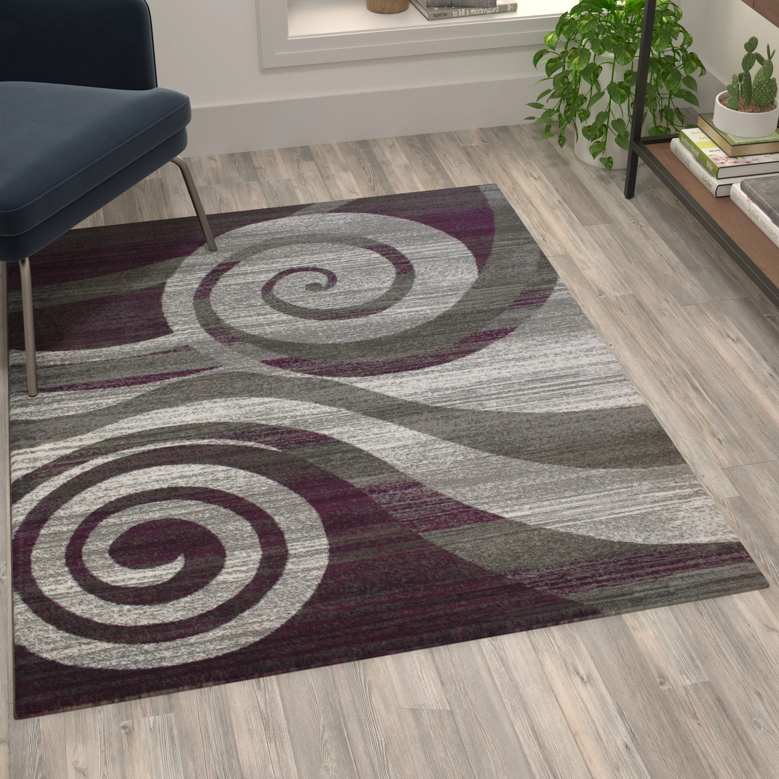 Modern Swirl Design Olefin Area Rug