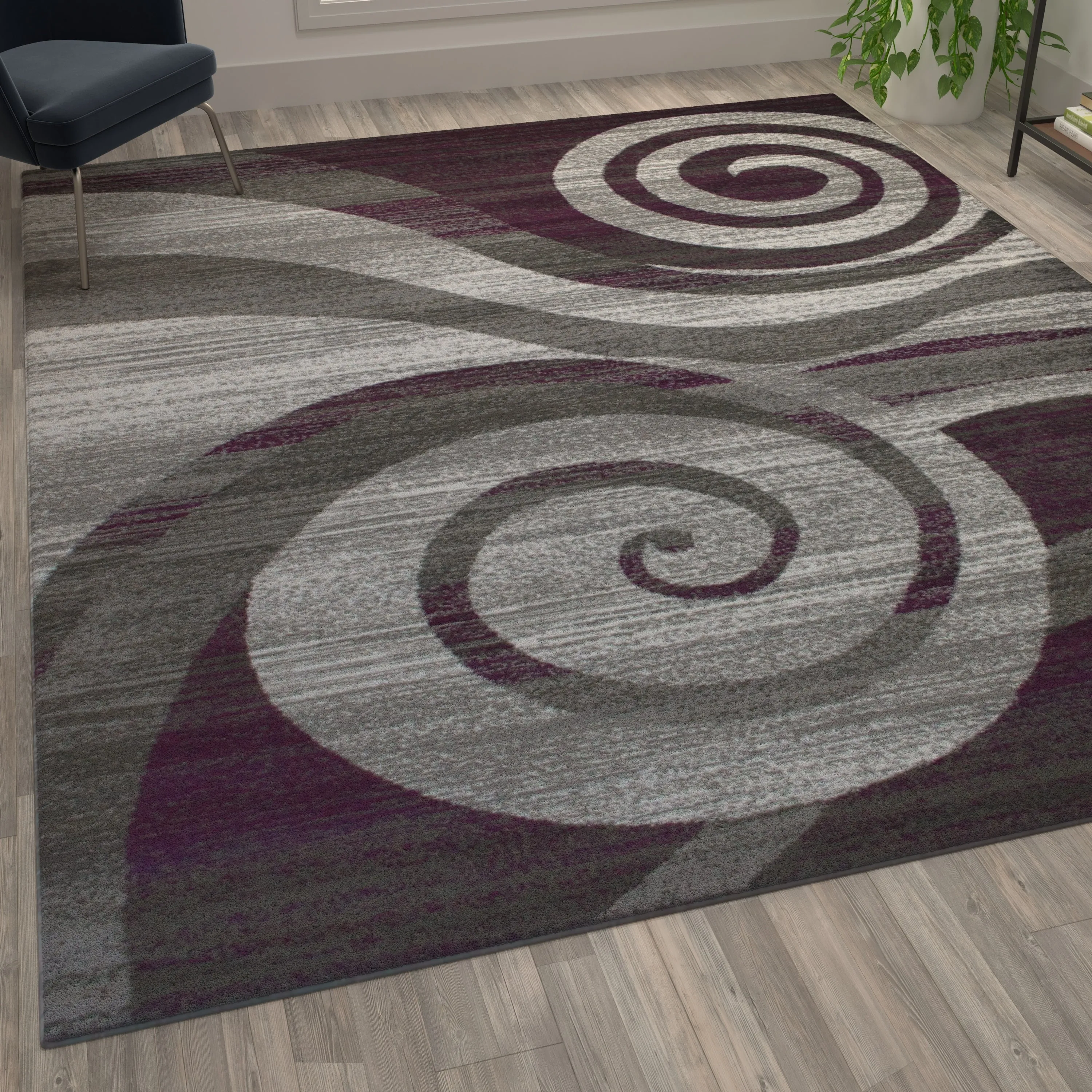 Modern Swirl Design Olefin Area Rug