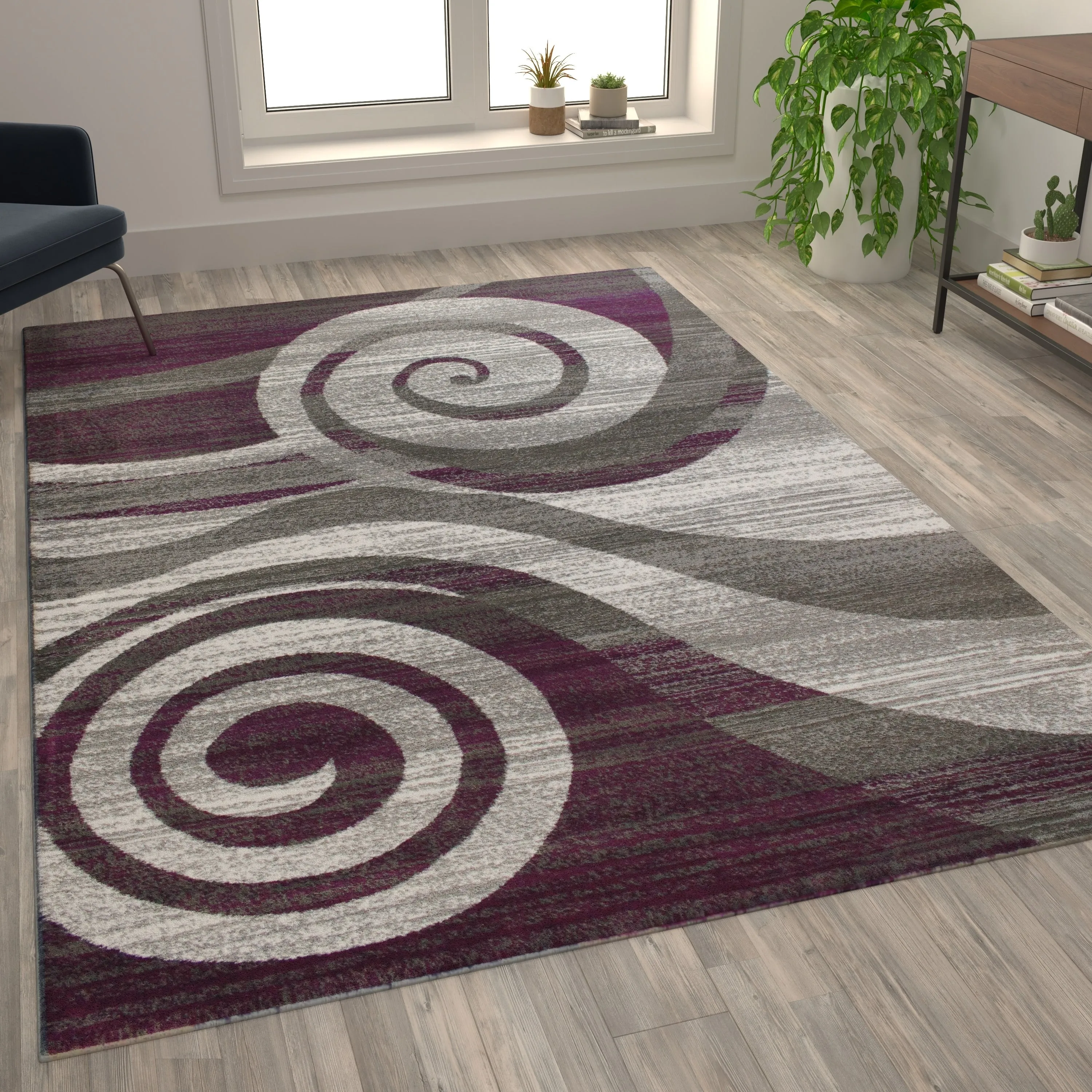 Modern Swirl Design Olefin Area Rug