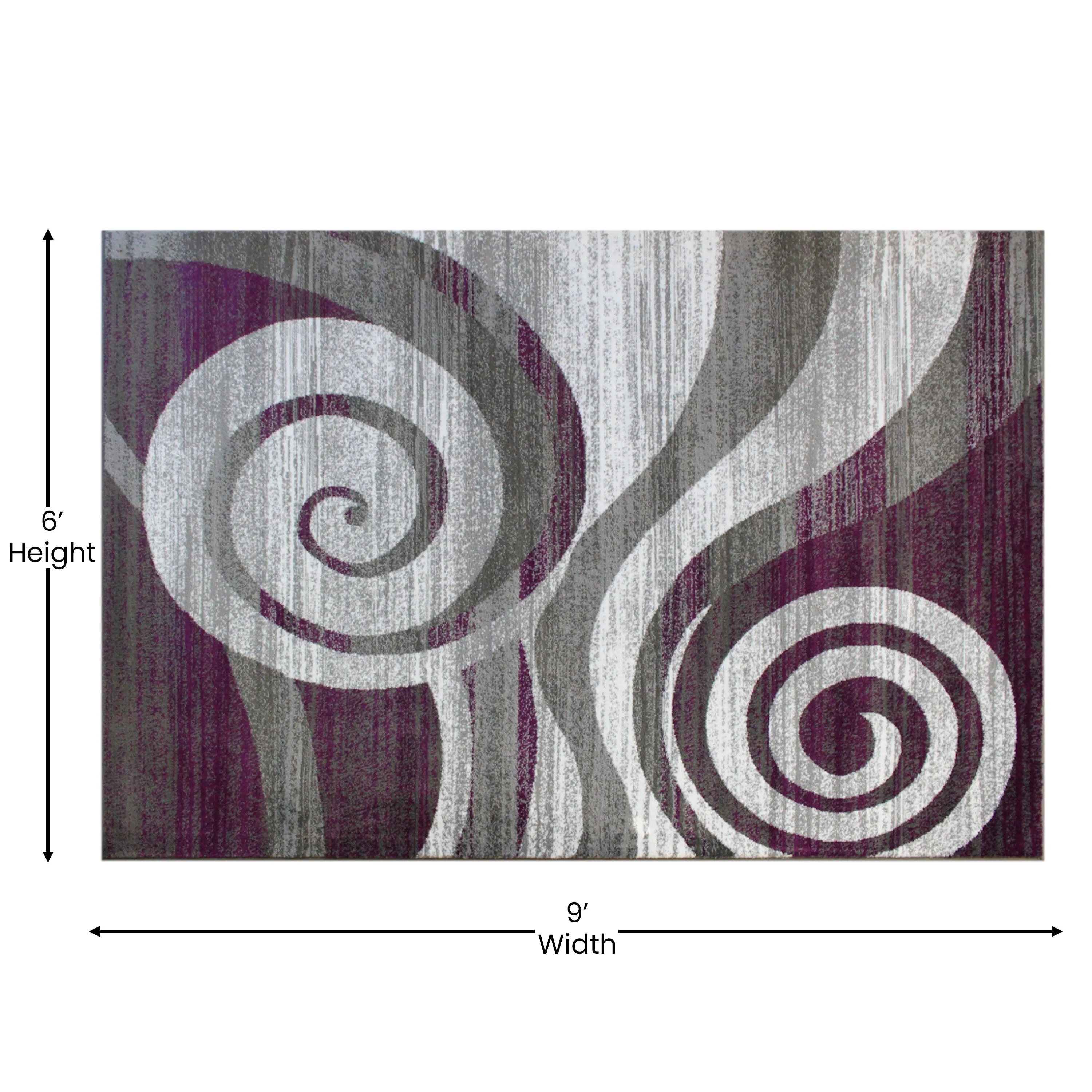 Modern Swirl Design Olefin Area Rug