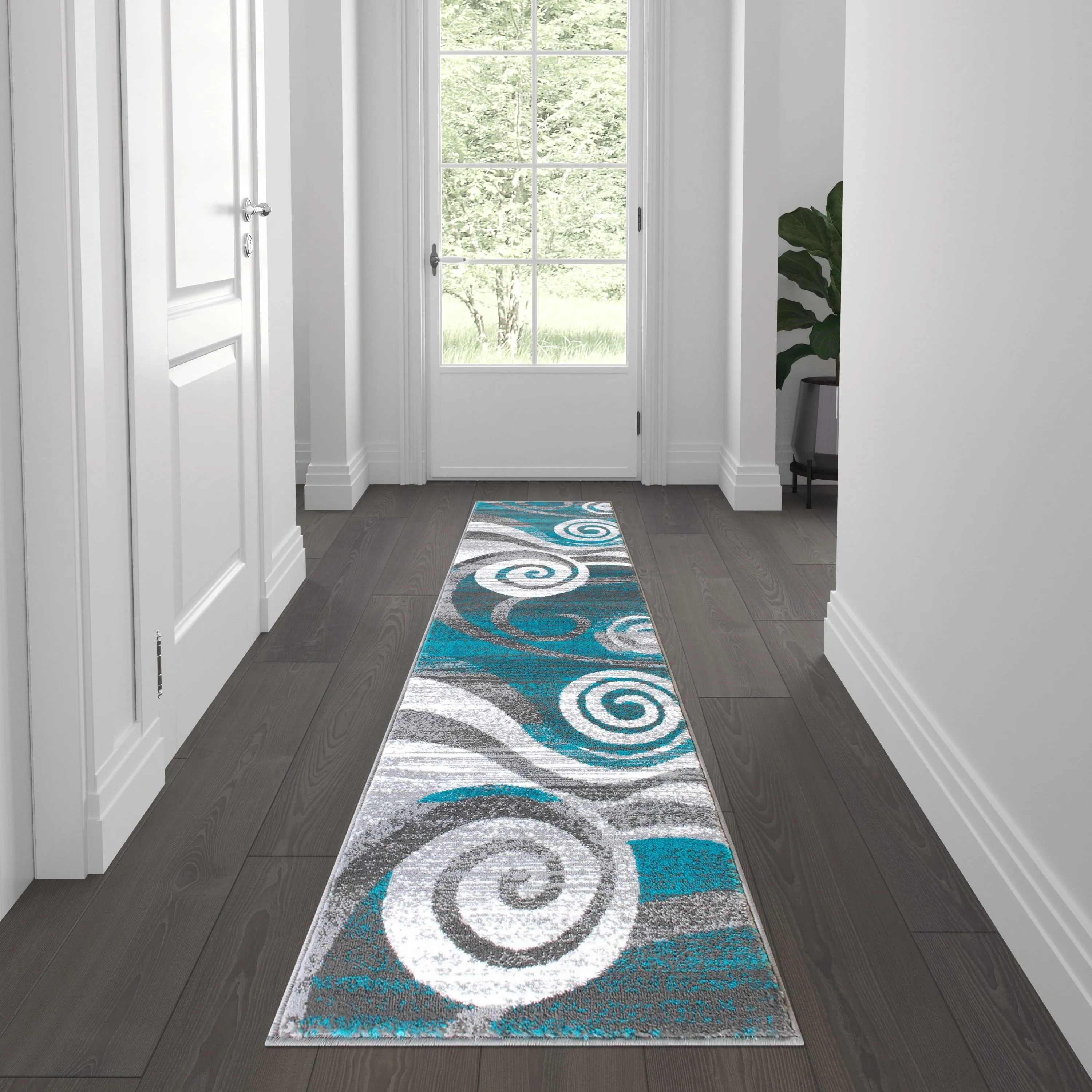 Modern Swirl Design Olefin Area Rug