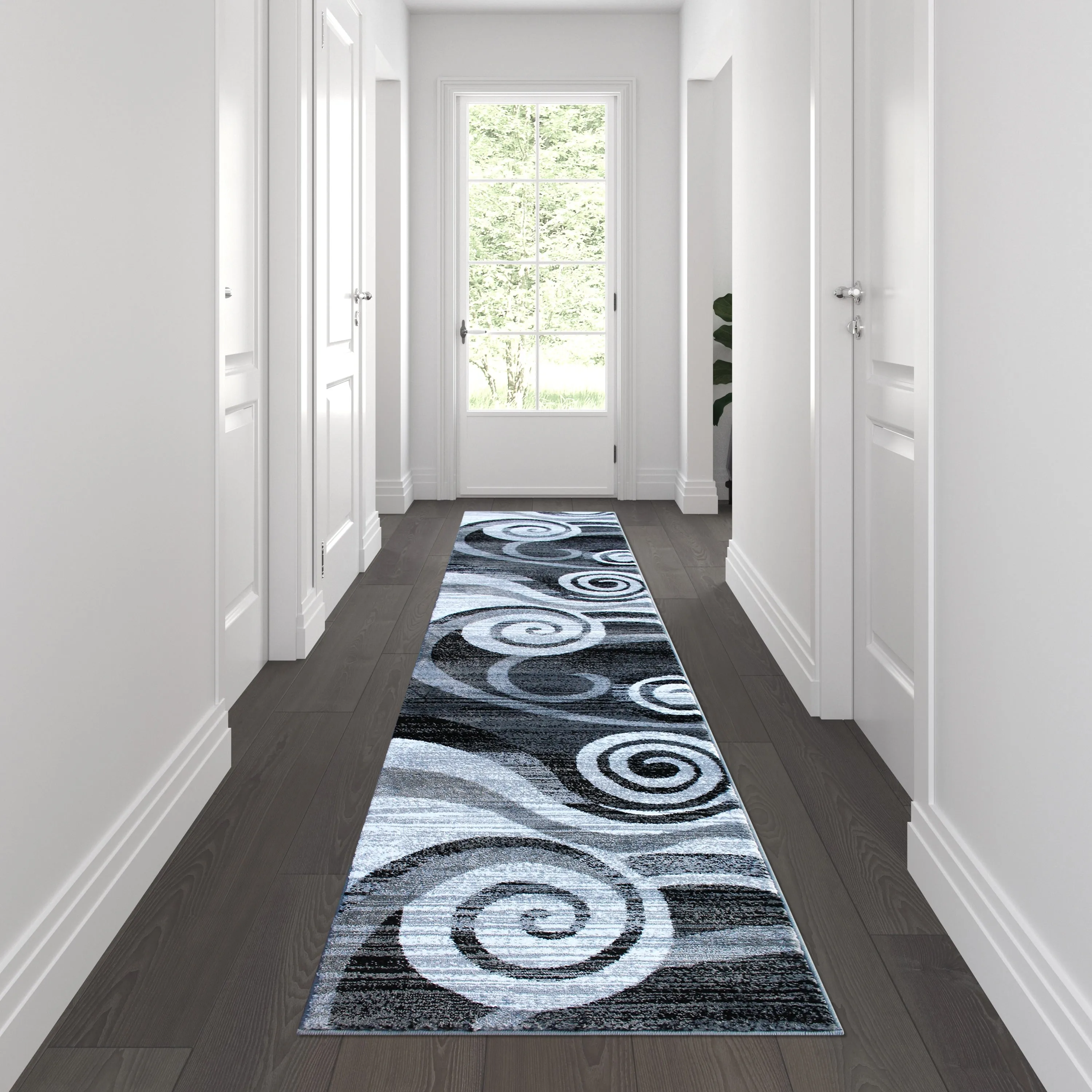 Modern Swirl Design Olefin Area Rug