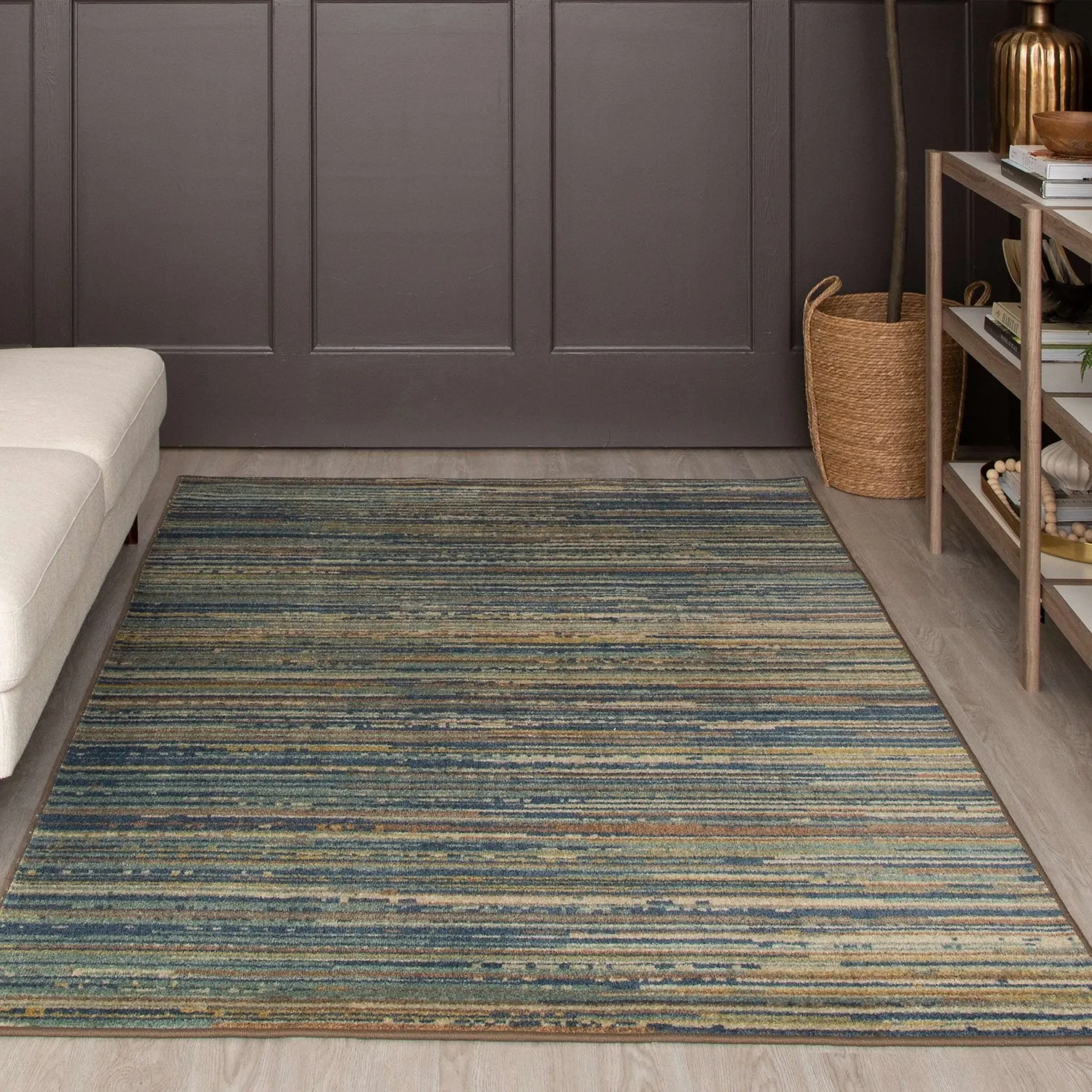 Mohawk Home Santos Blue Transitional Striped Area Rug