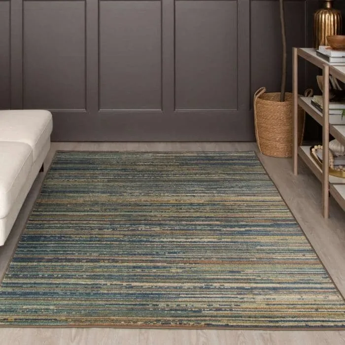 Mohawk Home Santos Blue Transitional Striped Area Rug