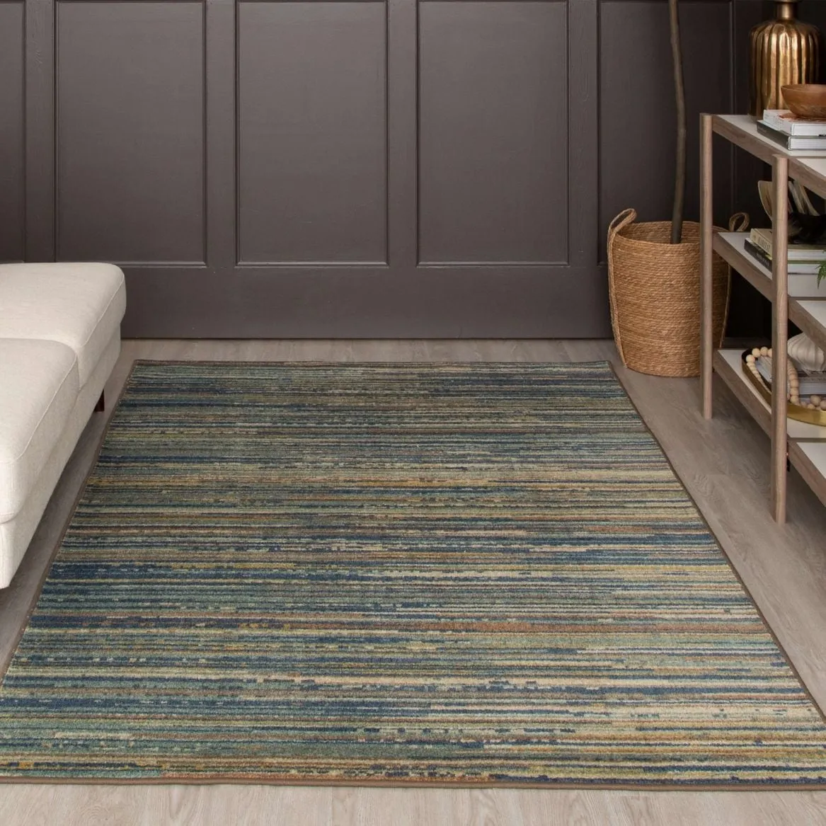 Mohawk Home Santos Blue Transitional Striped Area Rug