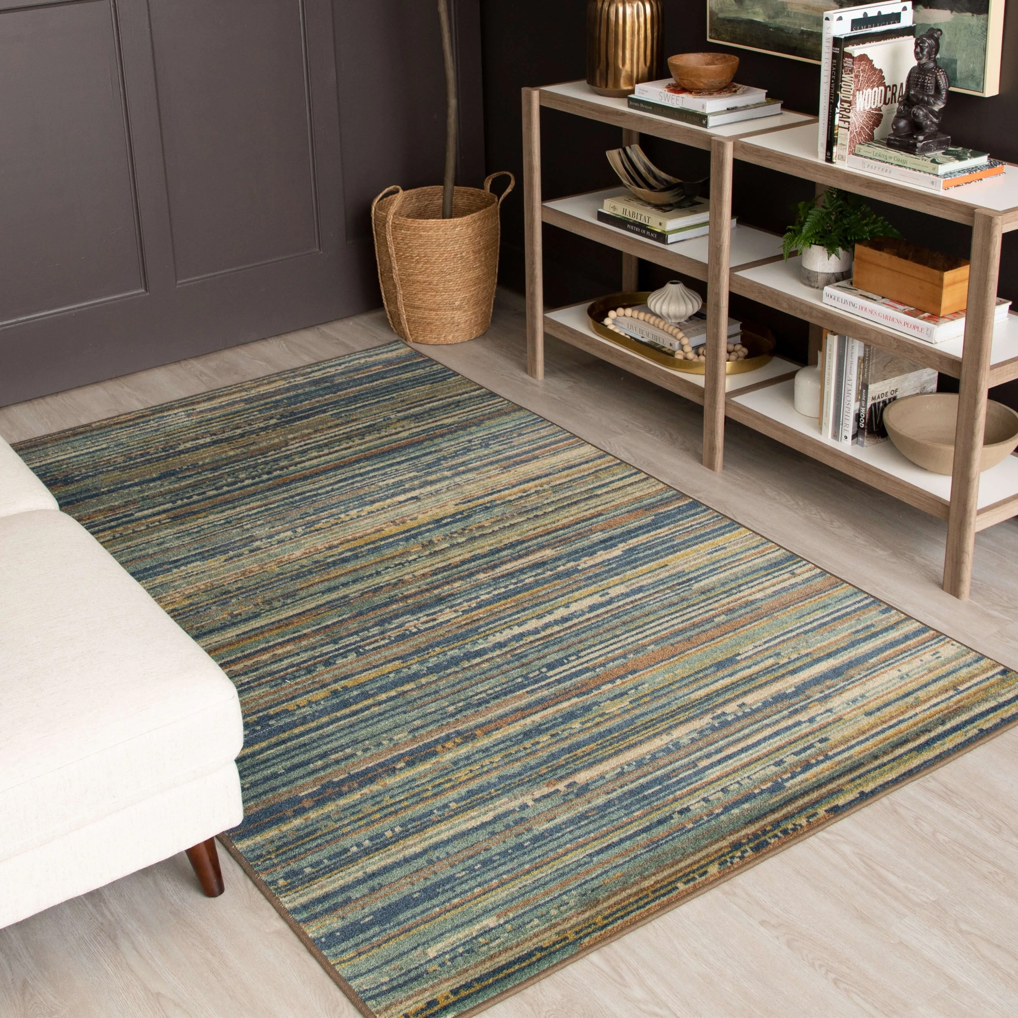 Mohawk Home Santos Blue Transitional Striped Area Rug