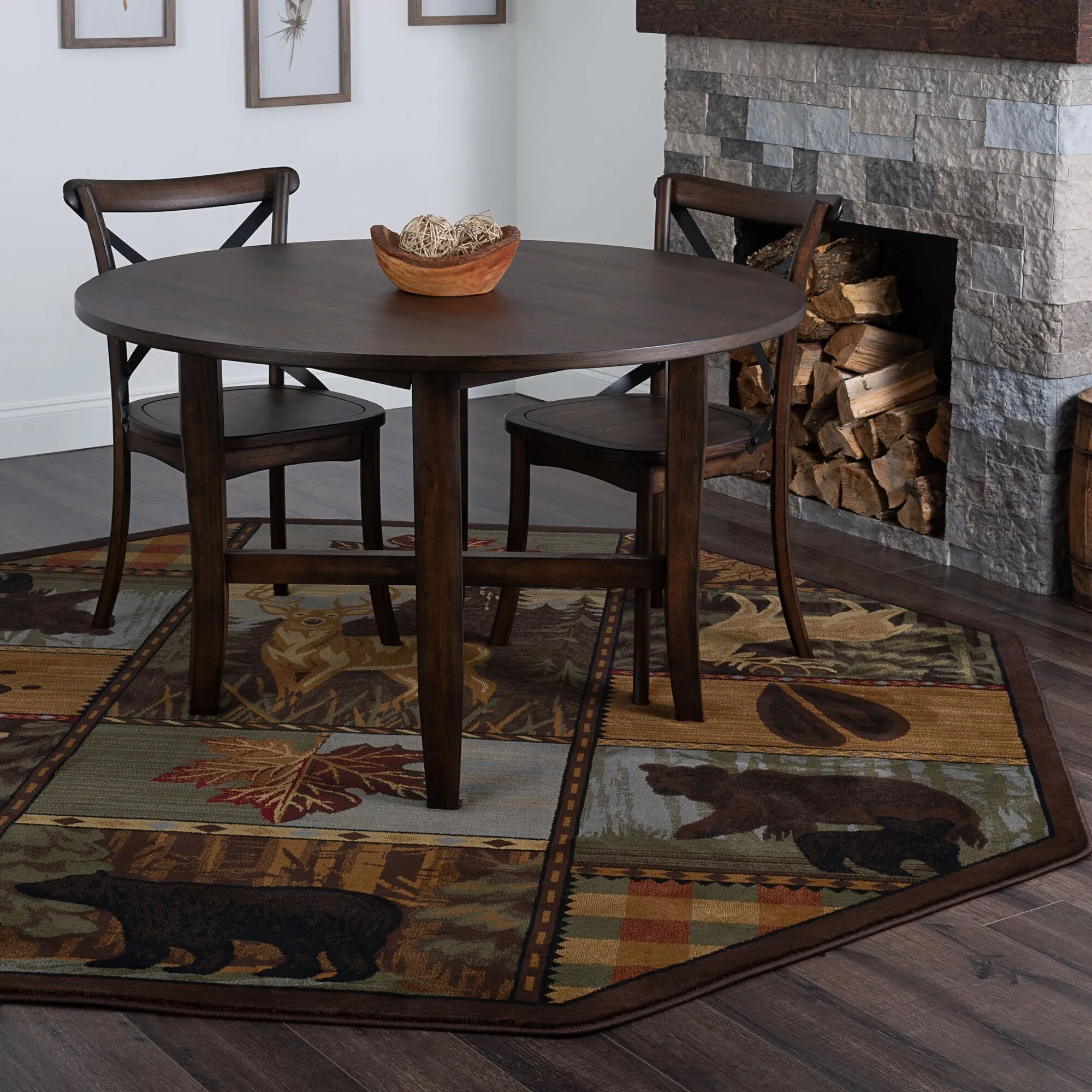 Natural Lodge Novelty Graphic Indoor Area Rug