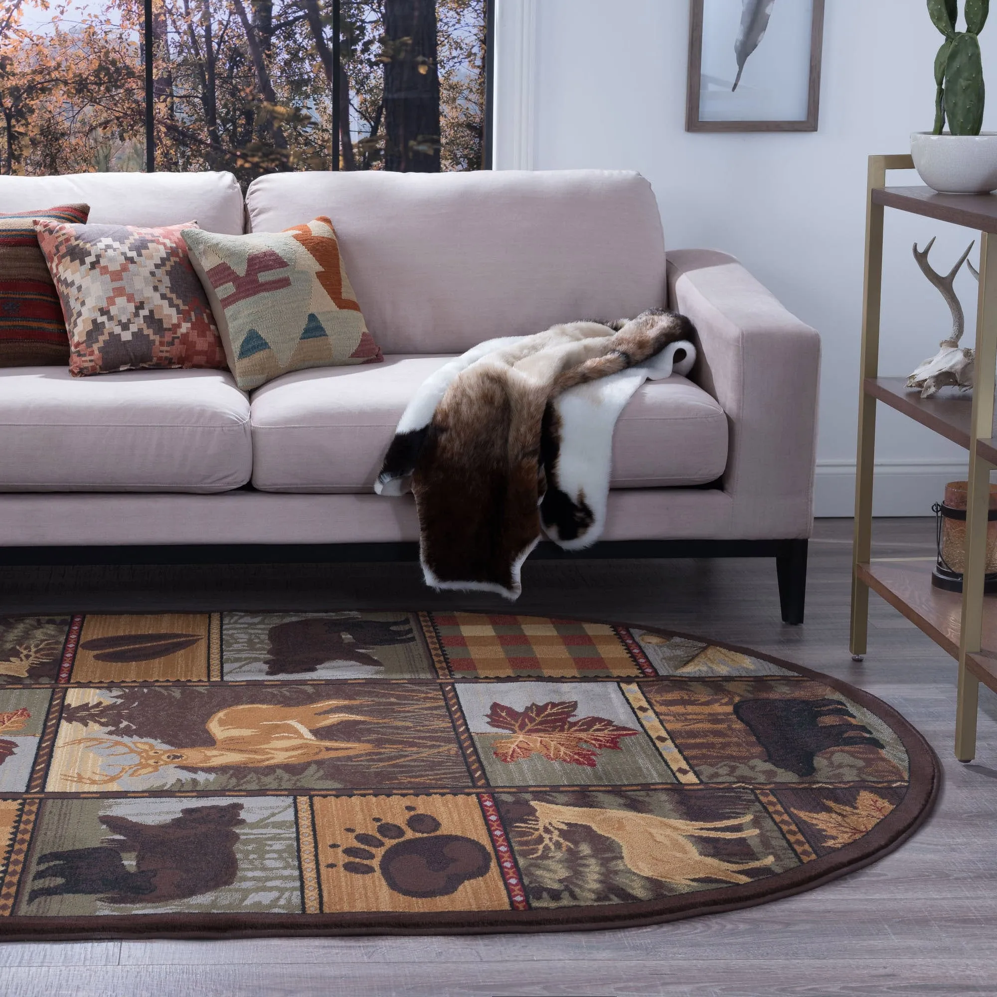 Natural Lodge Novelty Graphic Indoor Area Rug