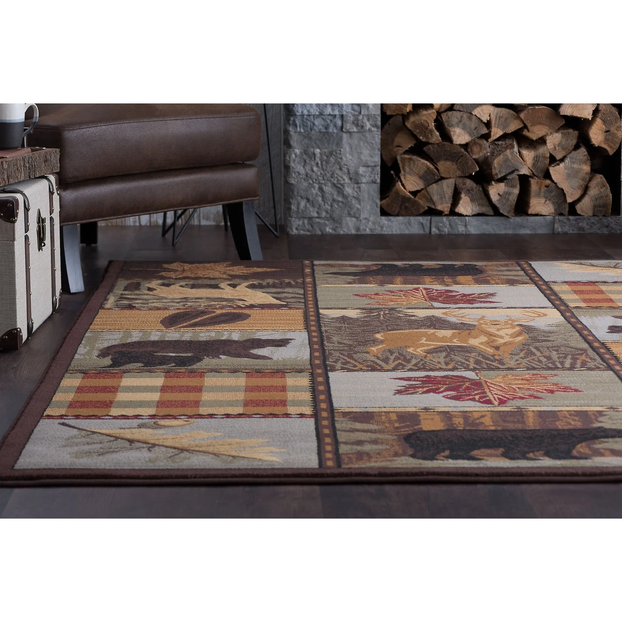 Natural Lodge Novelty Graphic Indoor Area Rug