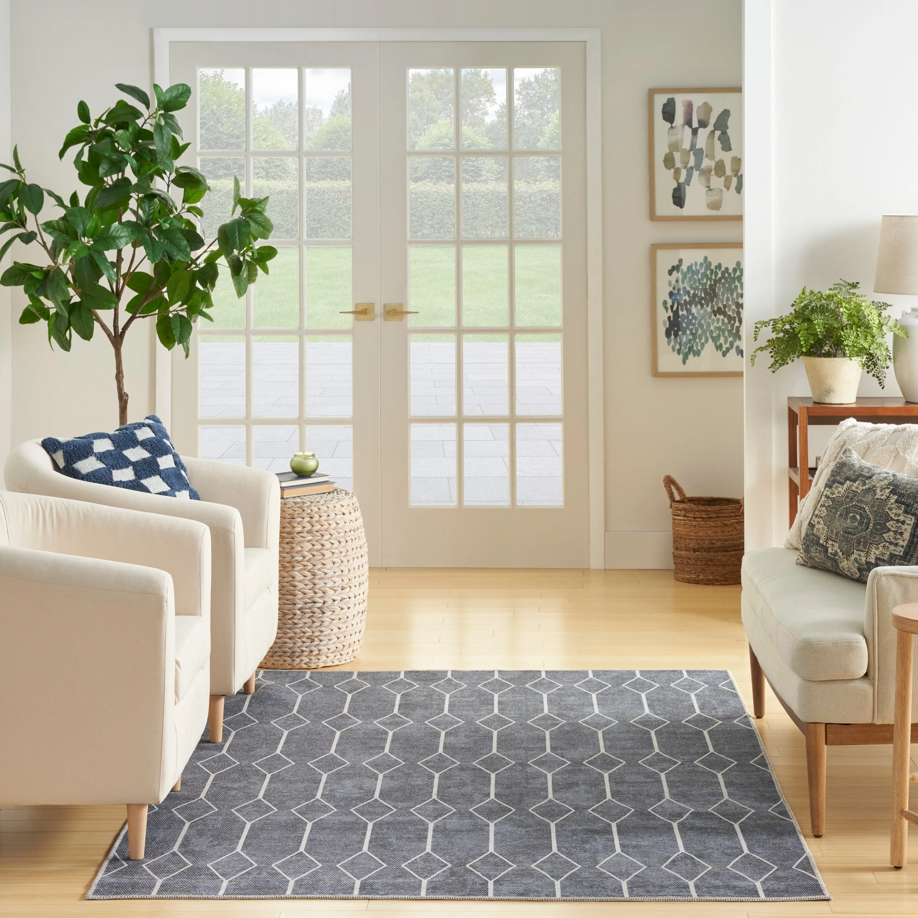 New Concept Washables Indoor only Geometric Machine Washable Area Rug