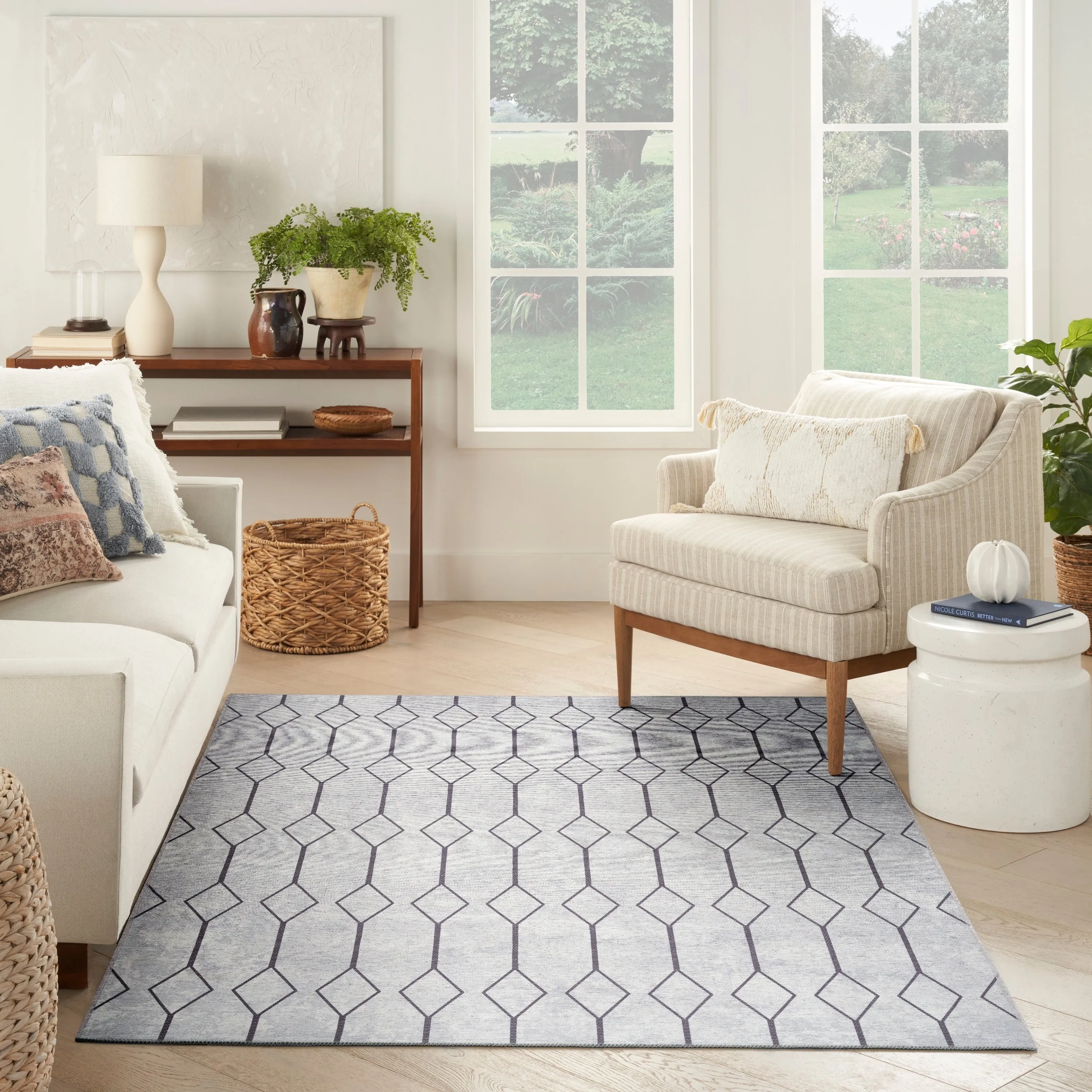 New Concept Washables Indoor only Geometric Machine Washable Area Rug