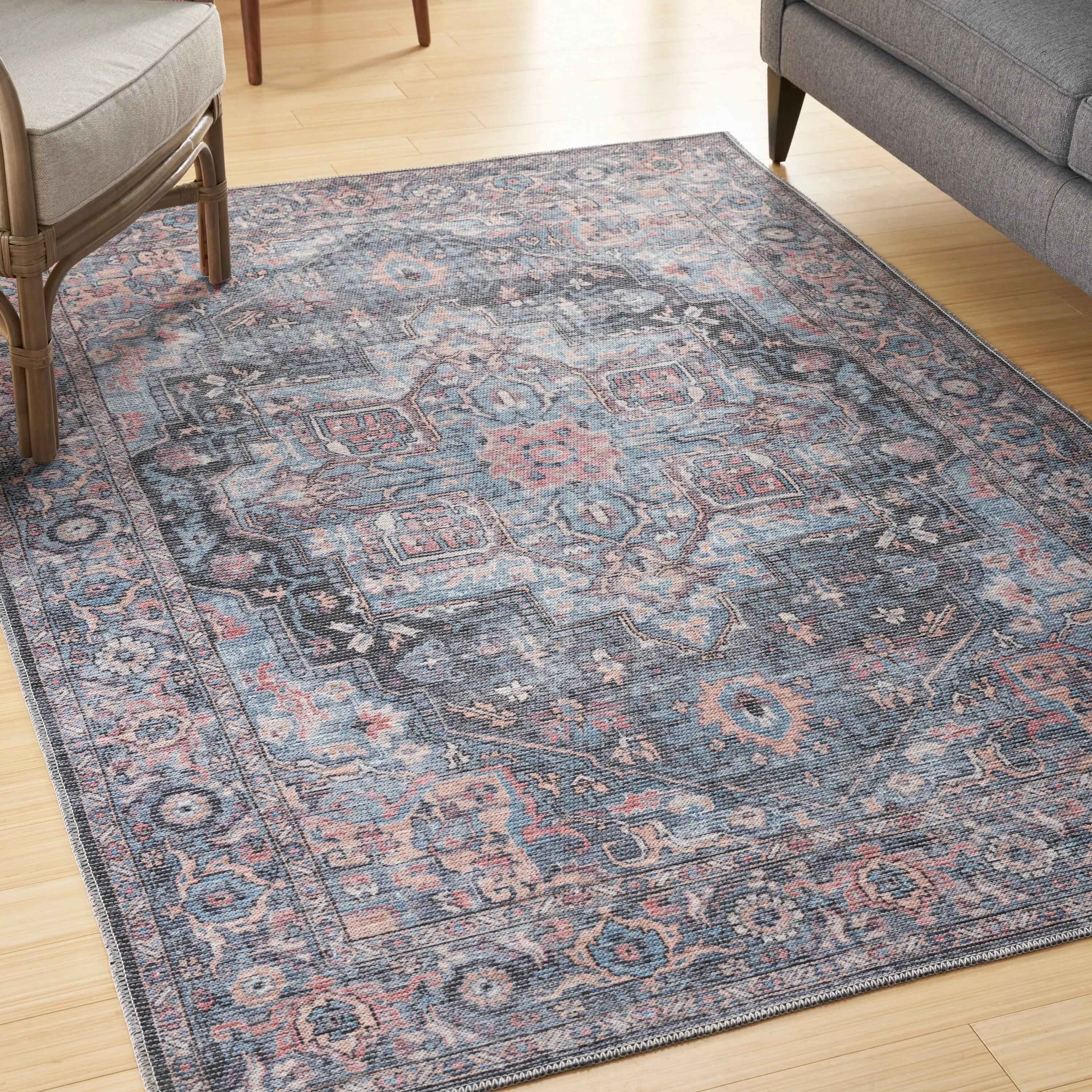 New Concept Washables Persian Boho Machine Washable Area Rug