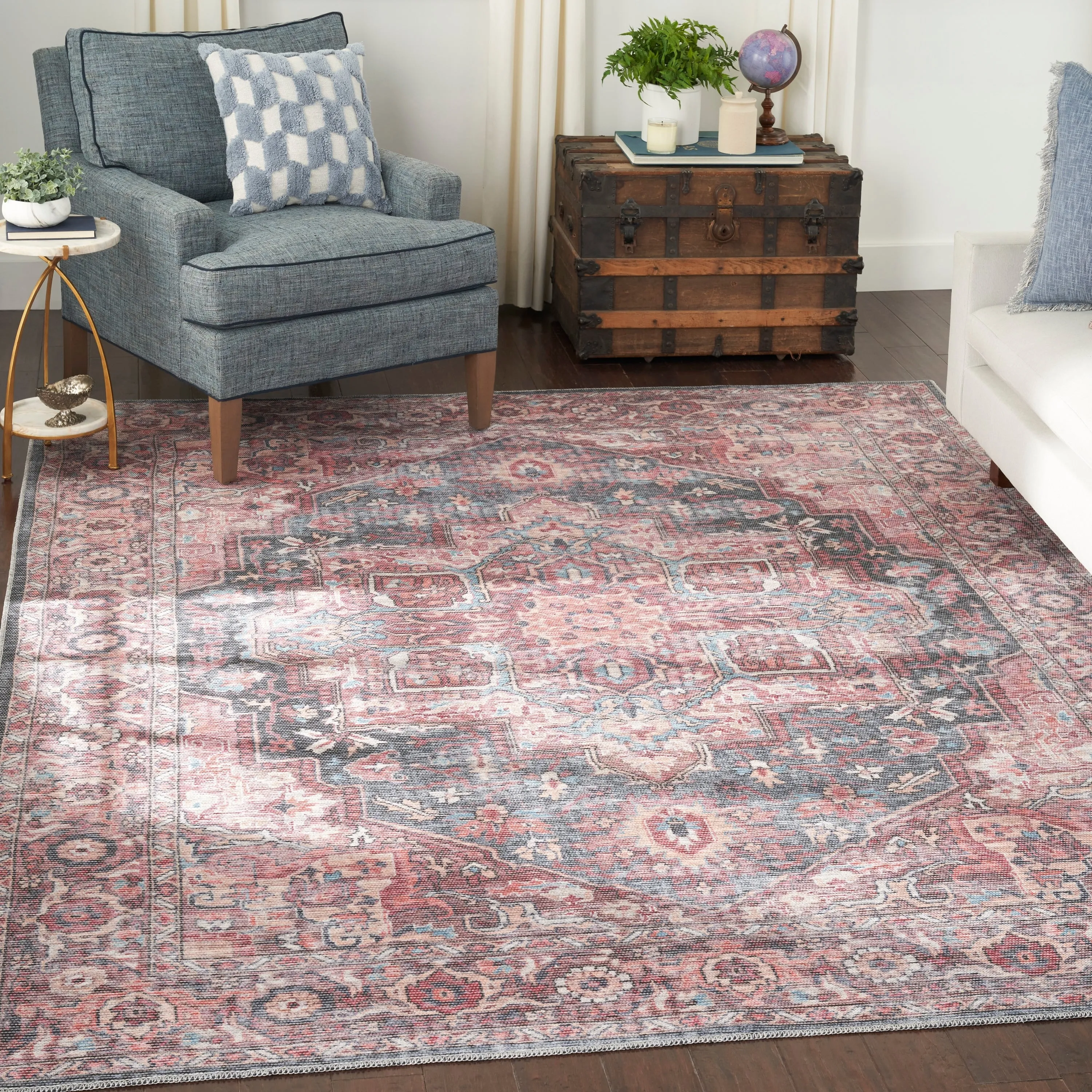 New Concept Washables Persian Boho Machine Washable Area Rug