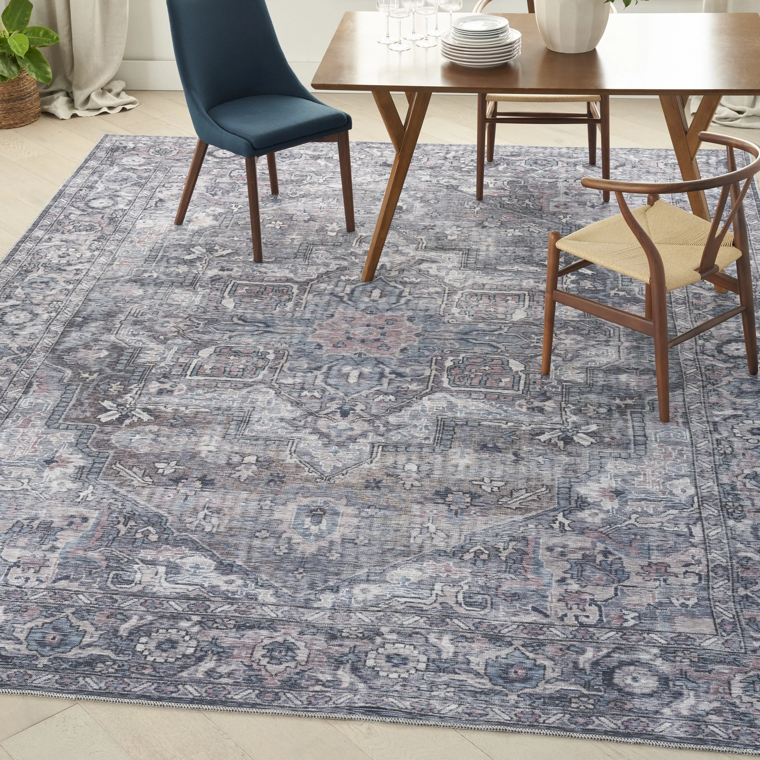 New Concept Washables Persian Boho Machine Washable Area Rug