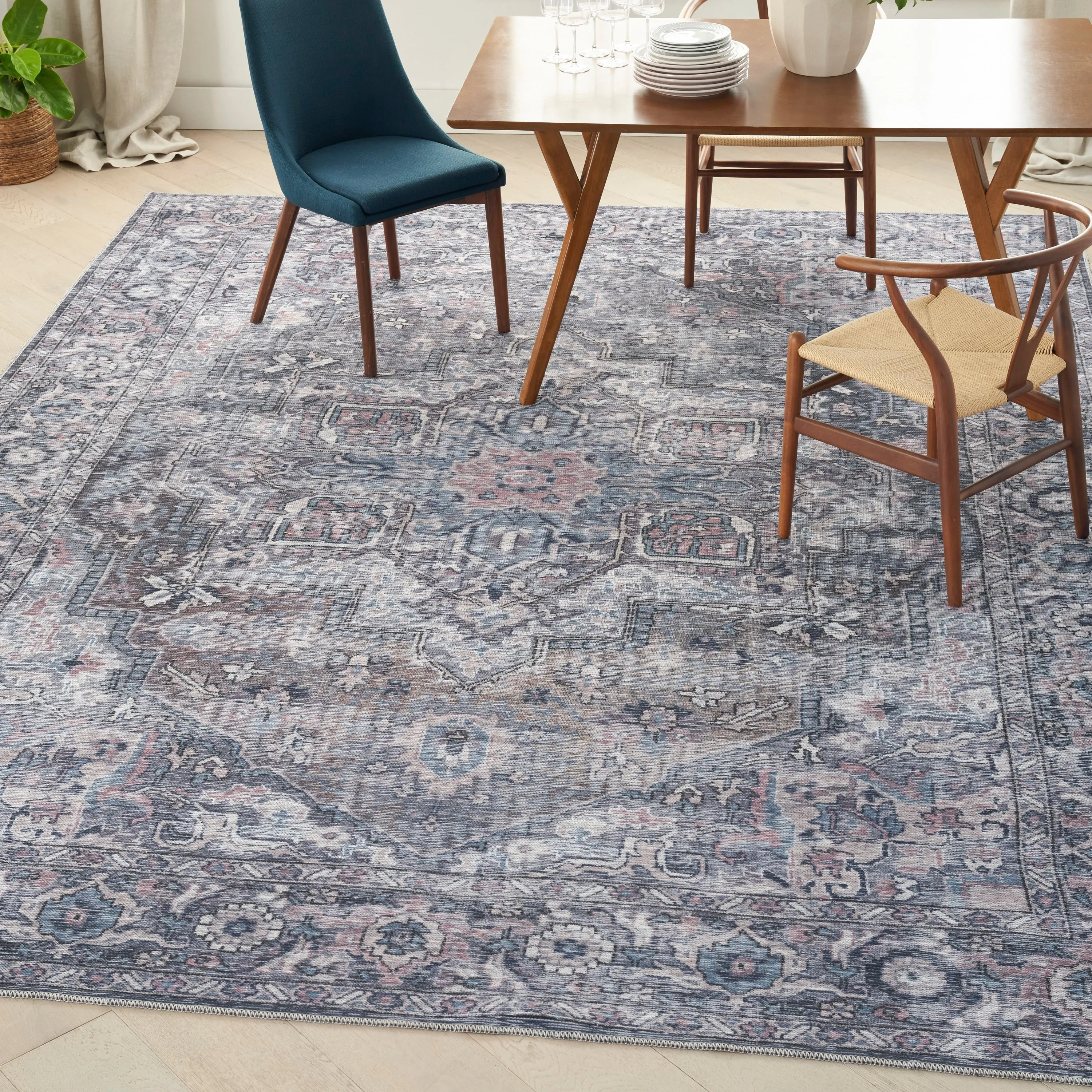 New Concept Washables Persian Boho Machine Washable Area Rug