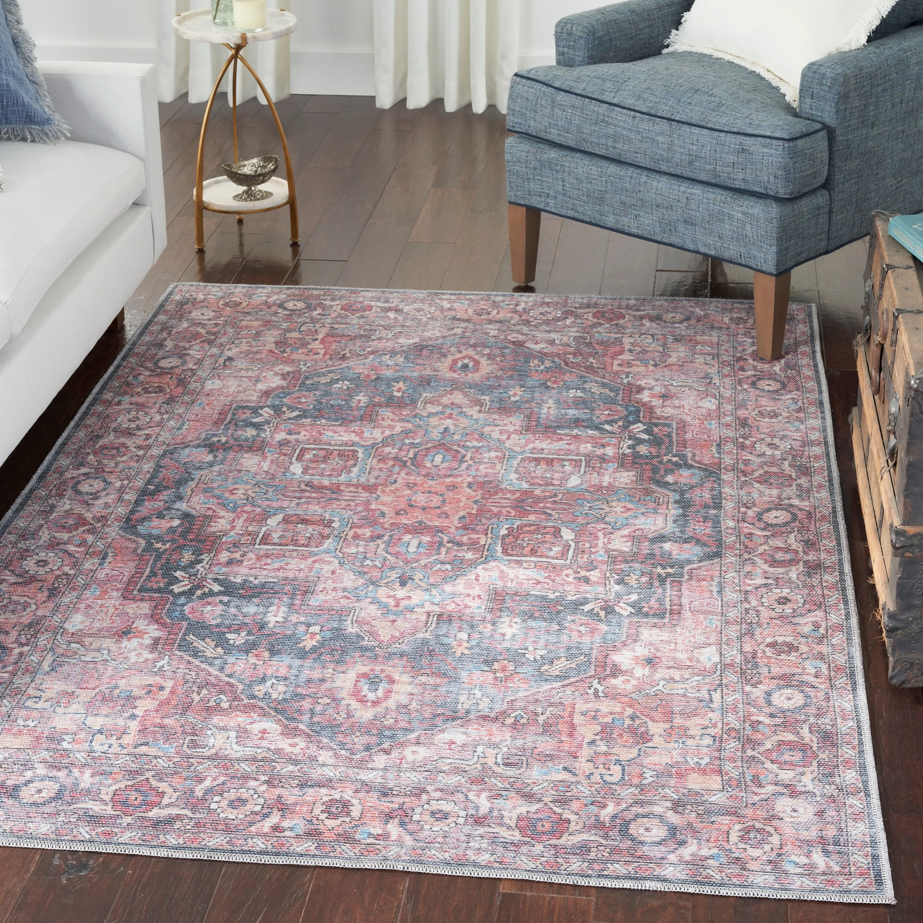 New Concept Washables Persian Boho Machine Washable Area Rug