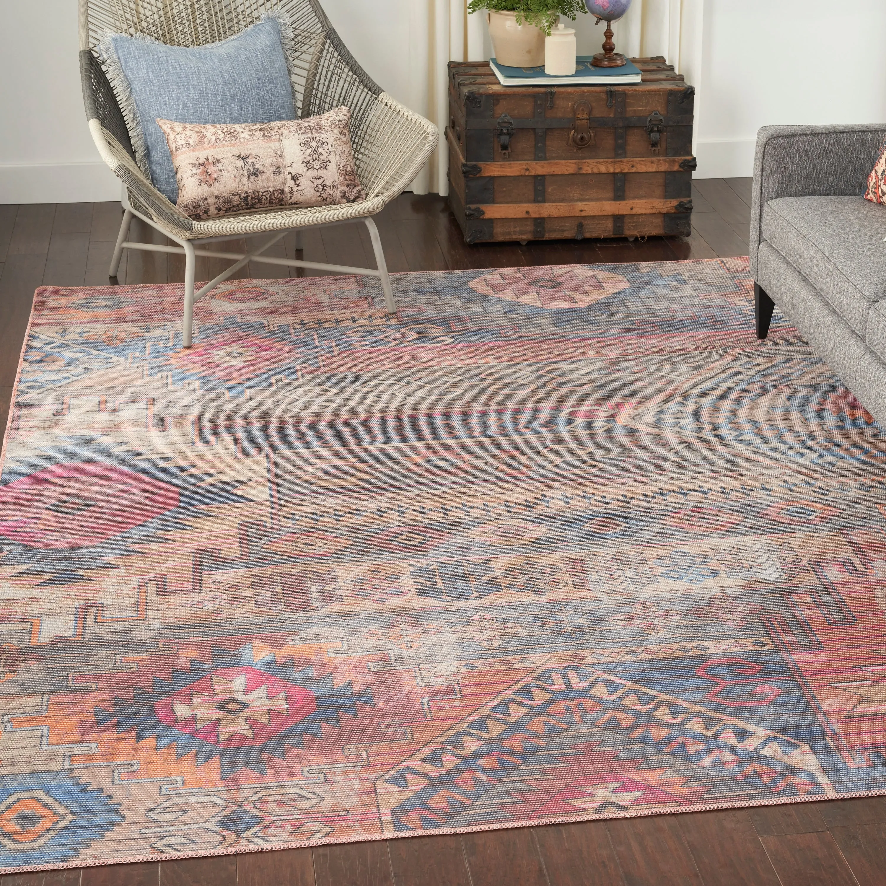 New Concept Washables Southwestern Machine Washable Area Rug