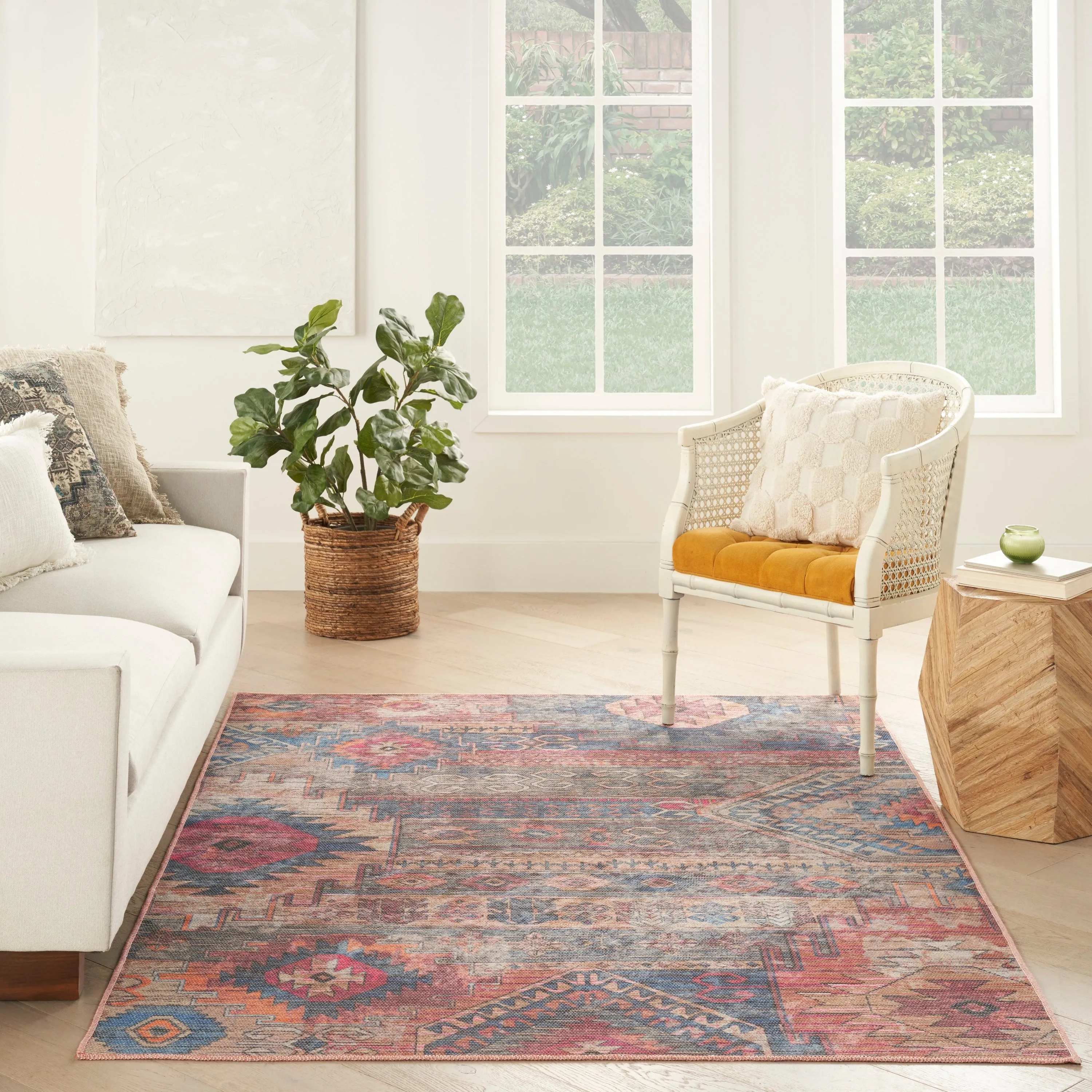 New Concept Washables Southwestern Machine Washable Area Rug