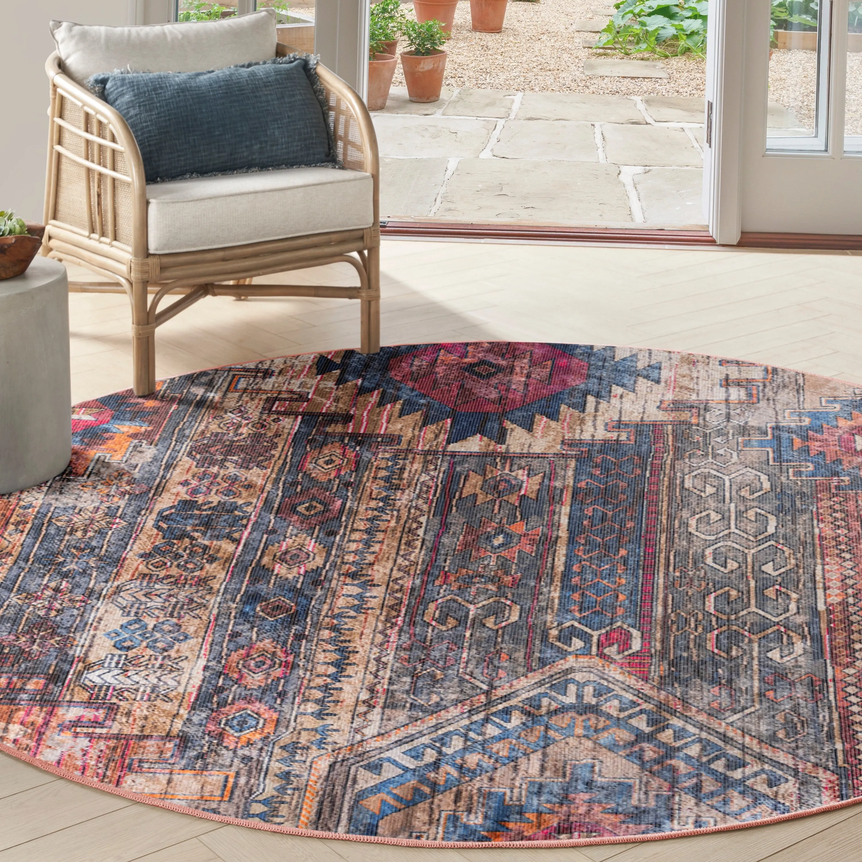 New Concept Washables Southwestern Machine Washable Area Rug
