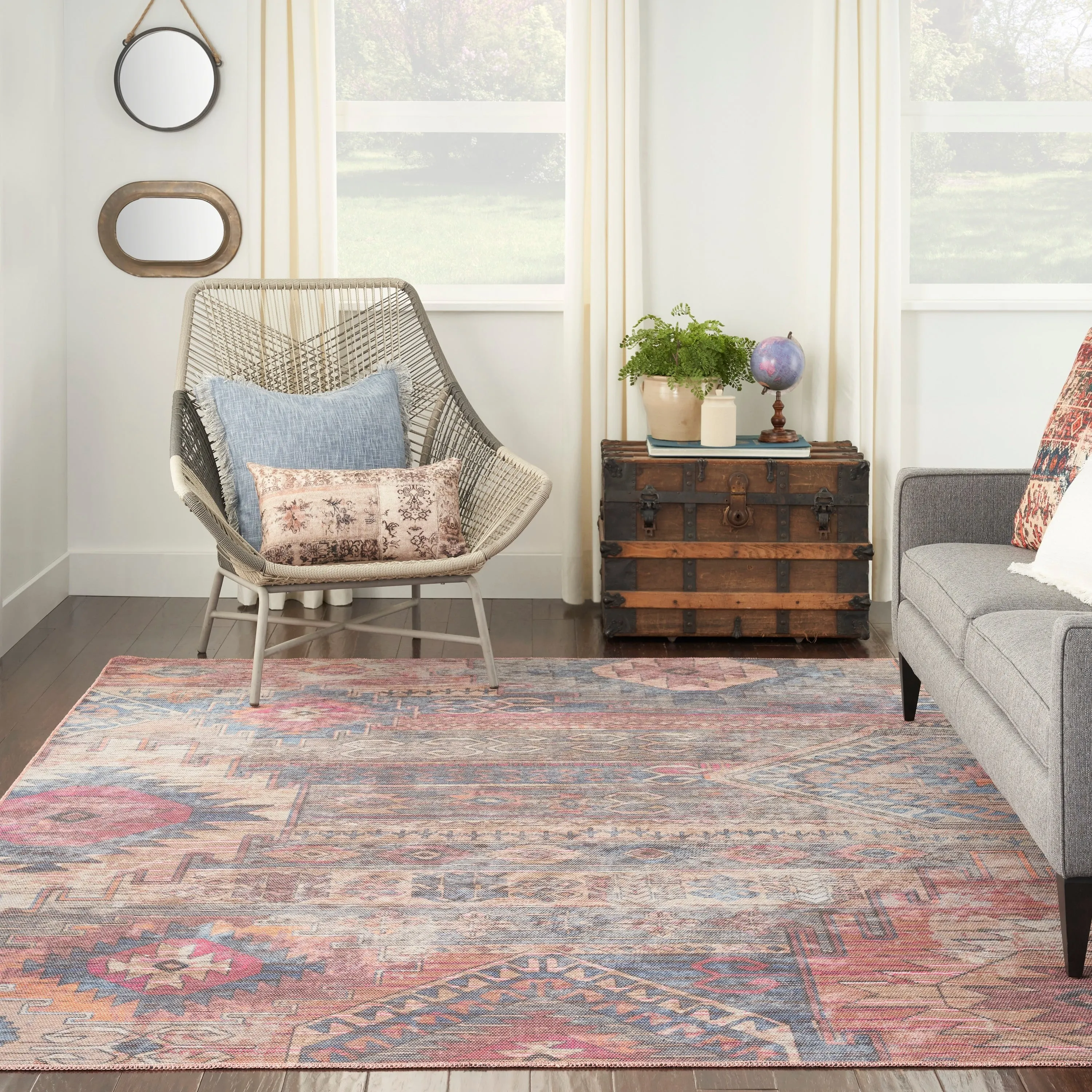 New Concept Washables Southwestern Machine Washable Area Rug