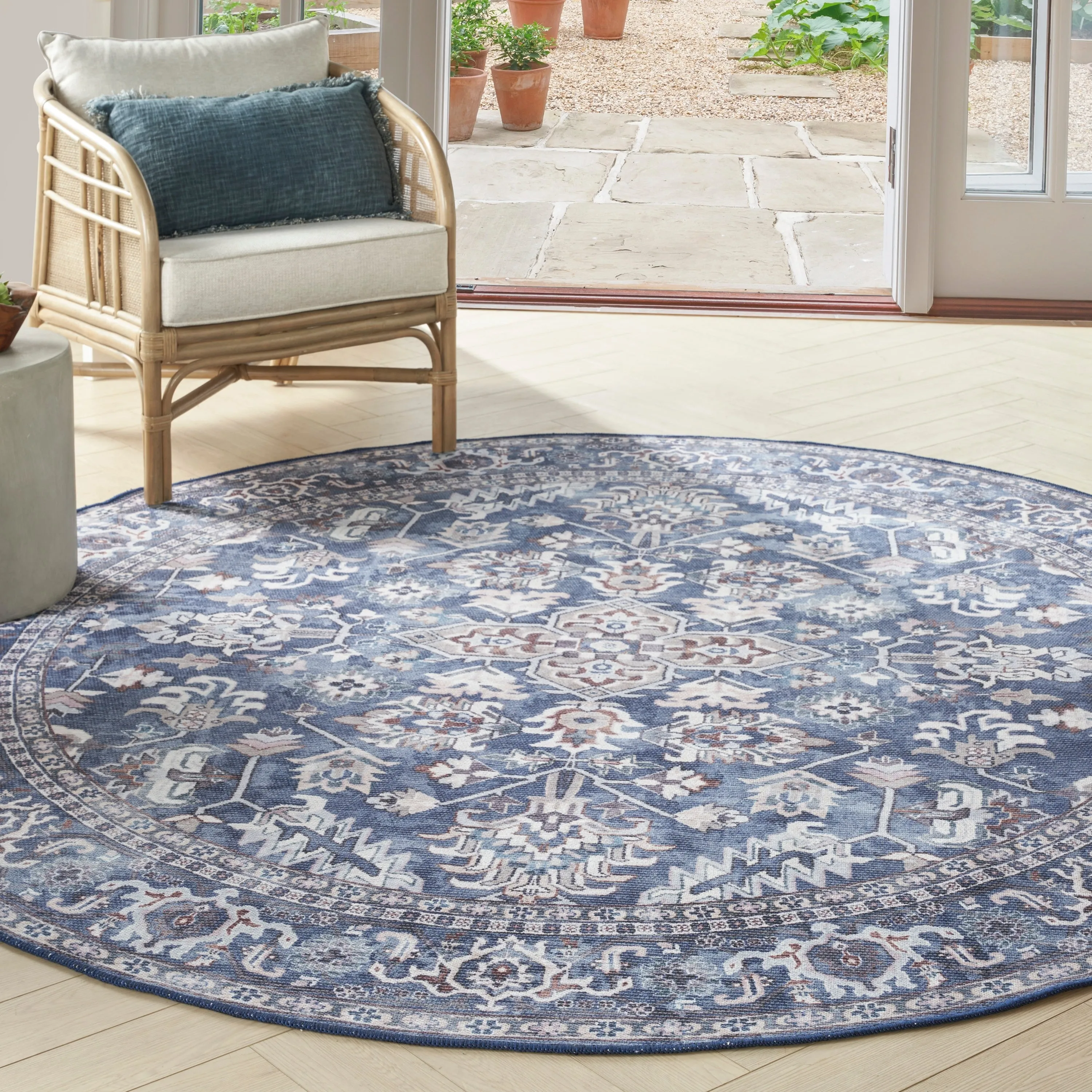 New Concept Washables Vintage Medallion Machine Washable Area Rug
