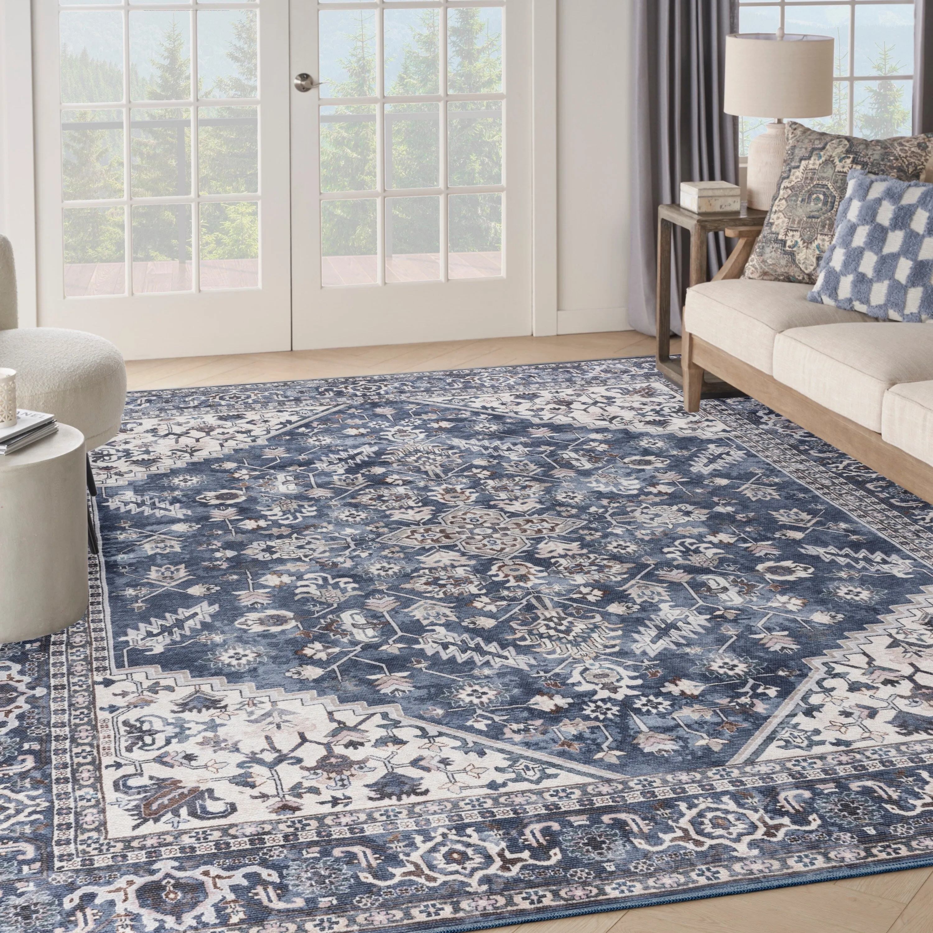 New Concept Washables Vintage Medallion Machine Washable Area Rug