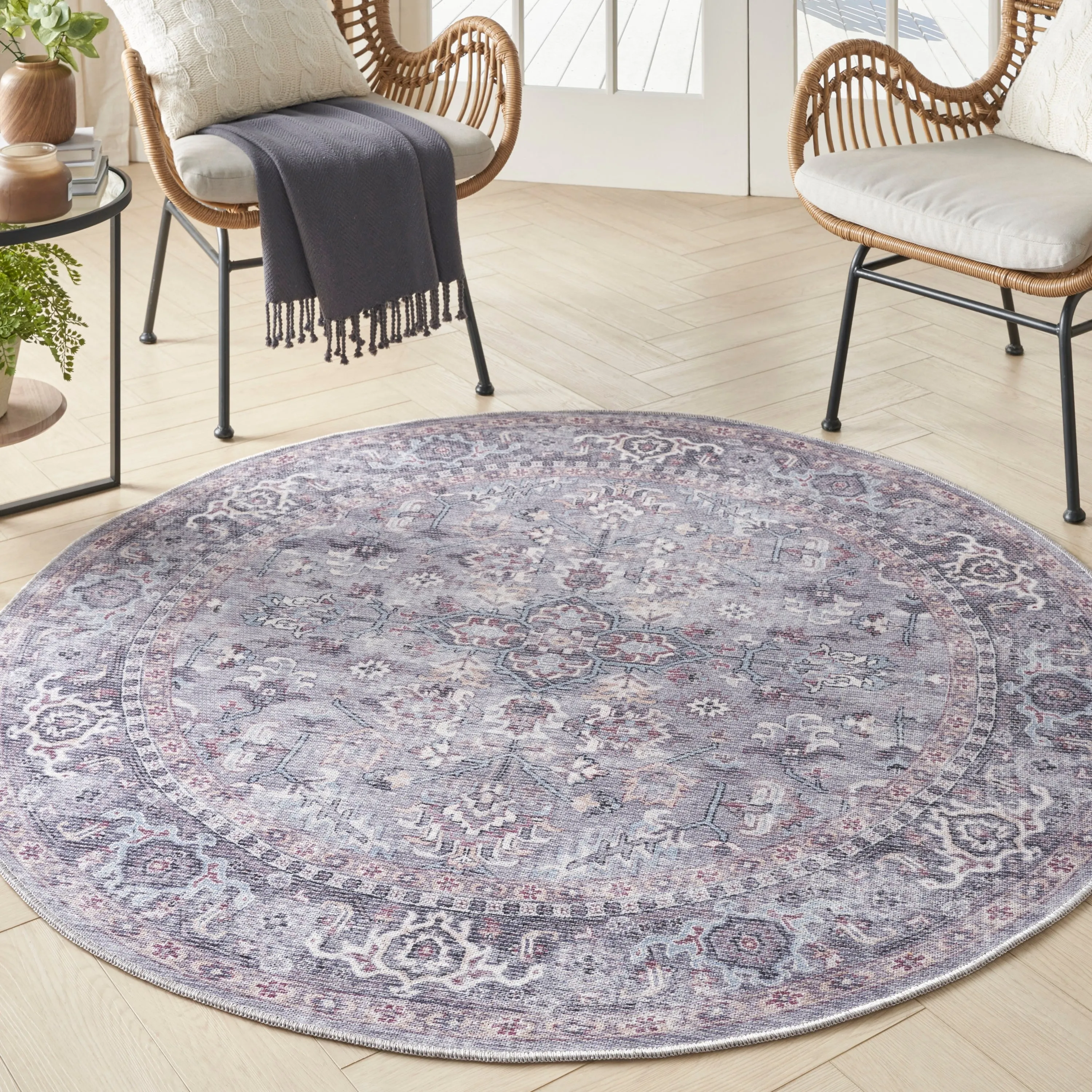 New Concept Washables Vintage Medallion Machine Washable Area Rug