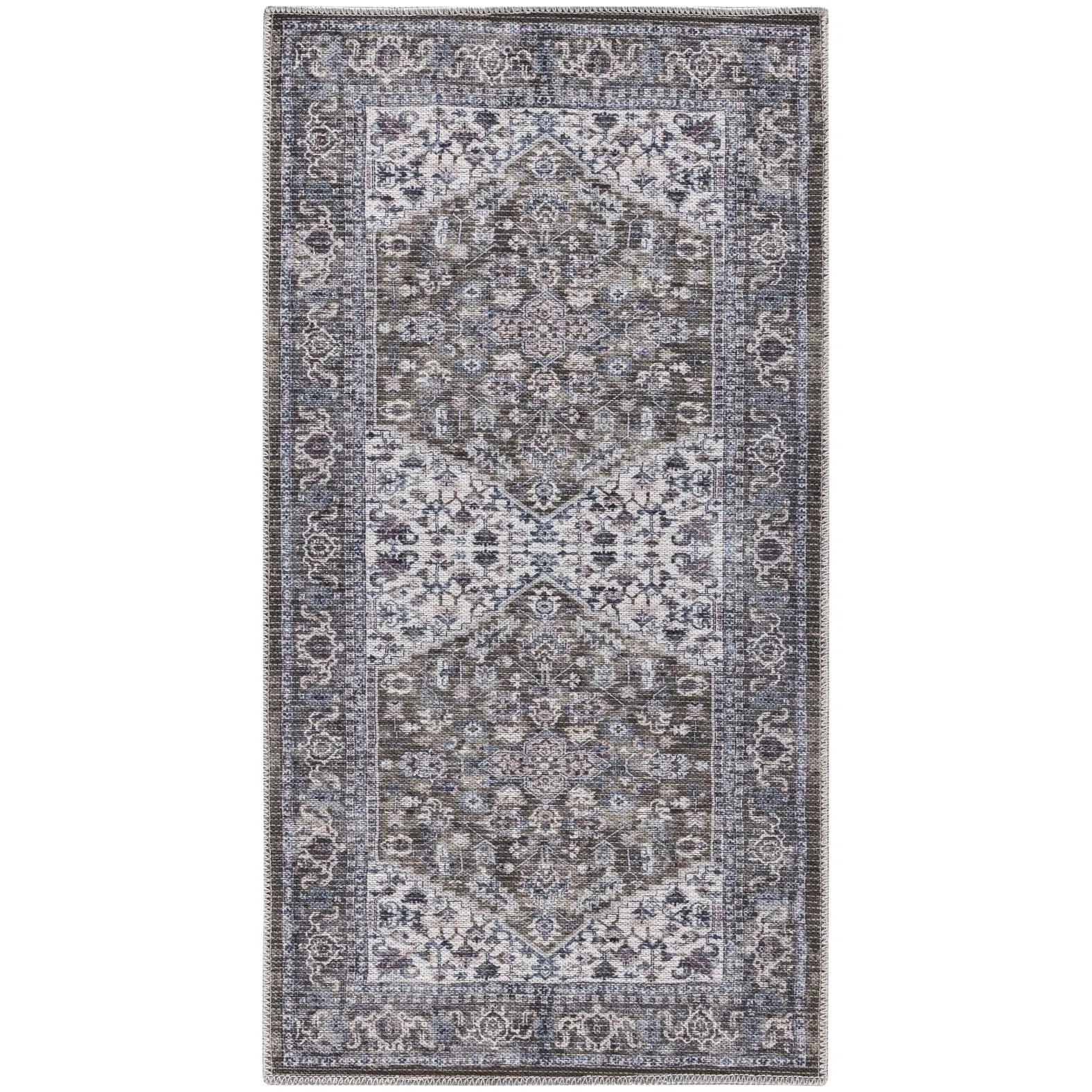 New Concept Washables Vintage Medallion Machine Washable Area Rug