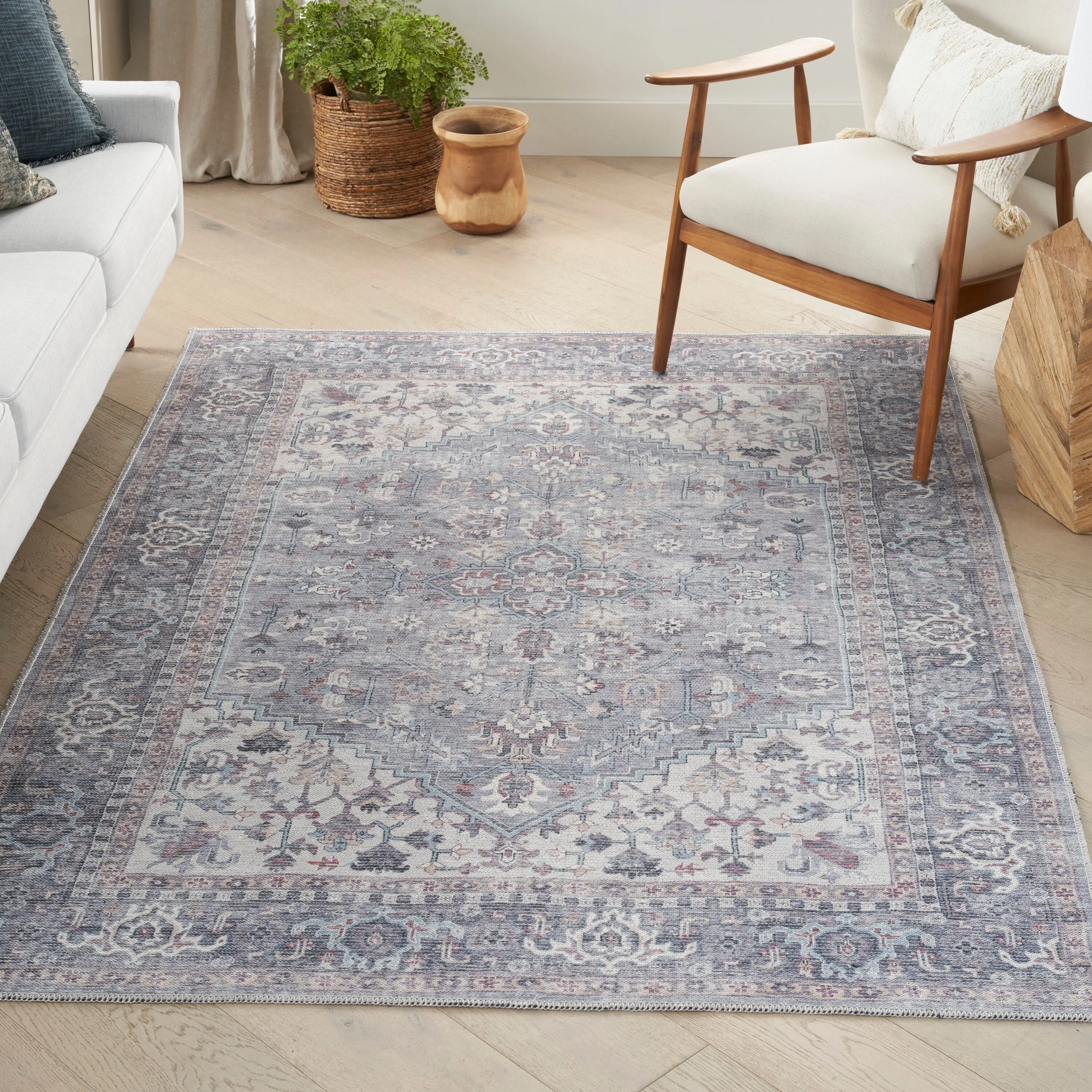 New Concept Washables Vintage Medallion Machine Washable Area Rug
