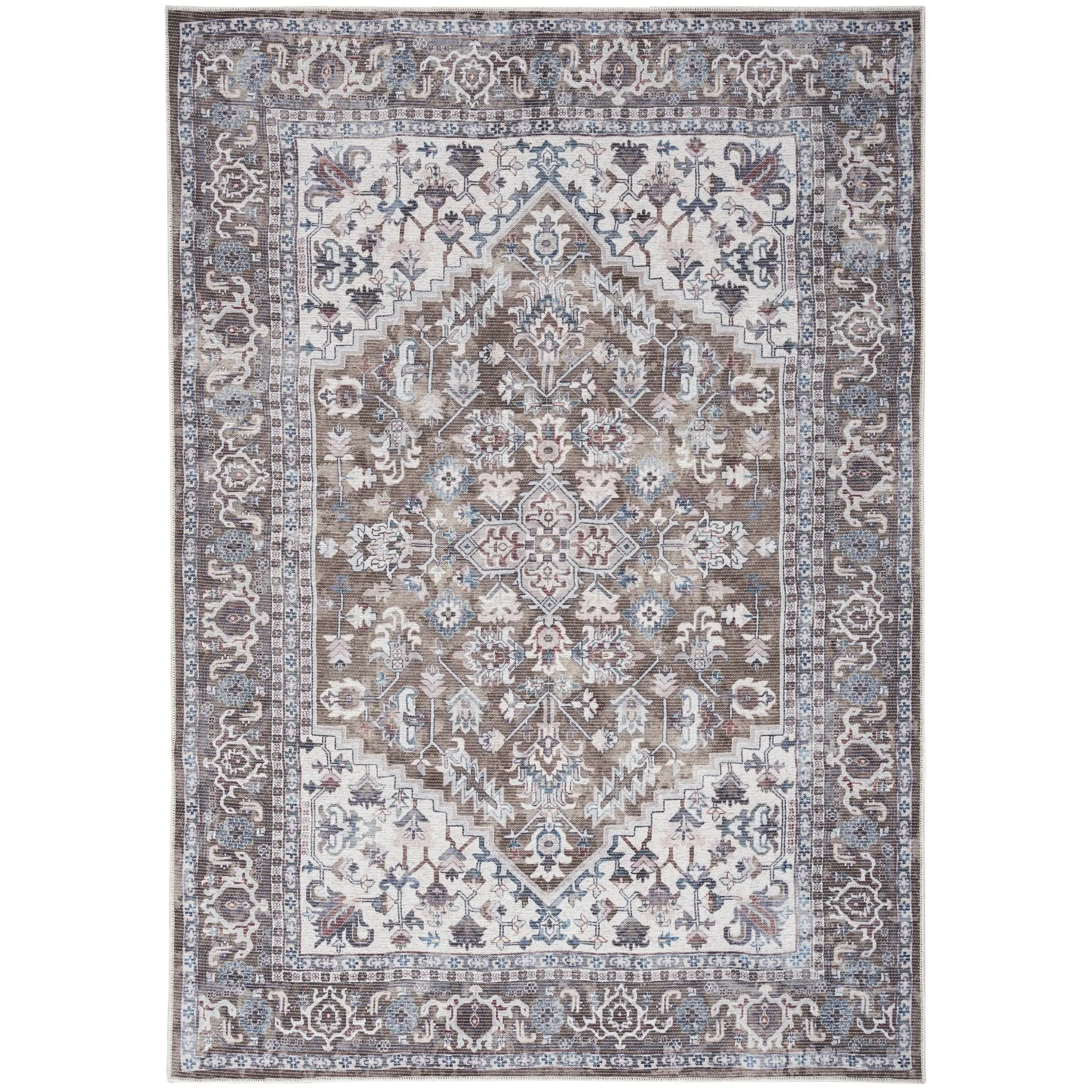 New Concept Washables Vintage Medallion Machine Washable Area Rug